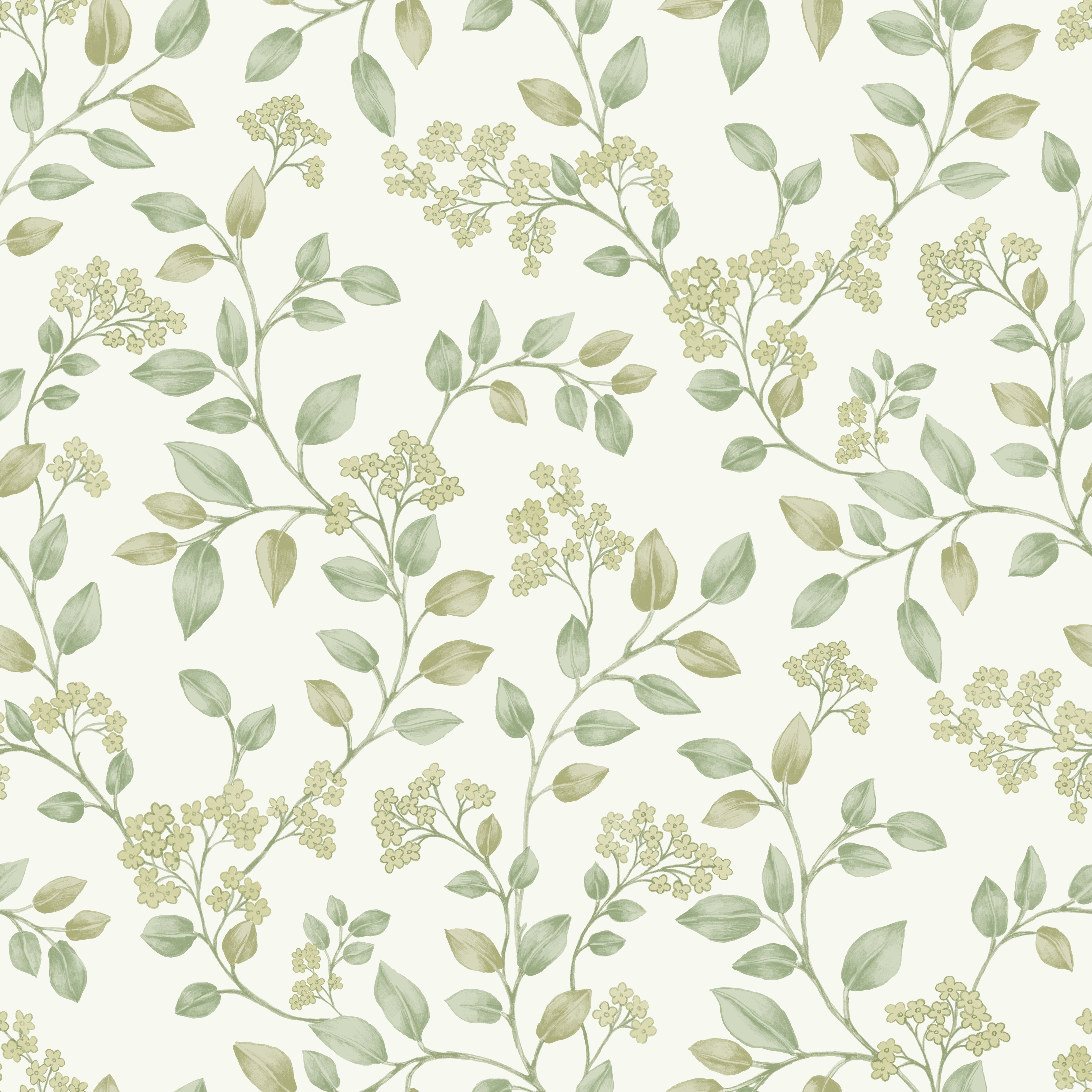 Grandeco Jasmine Leaf Trail Textured Wallpaper - Sage Green