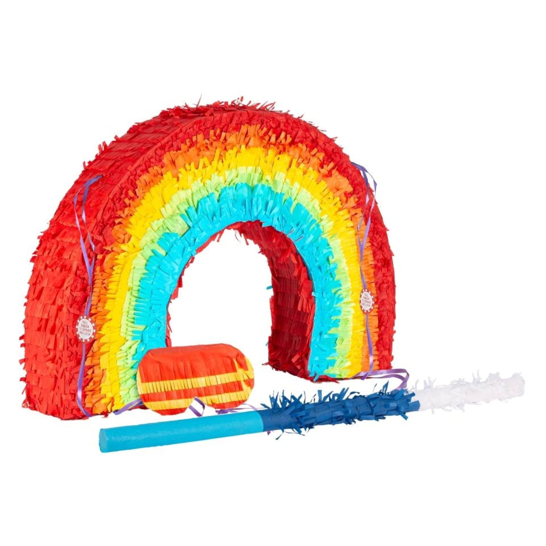 Fax Potato 3 Piece Rainbow Pinata Set with Stick & Blindfold