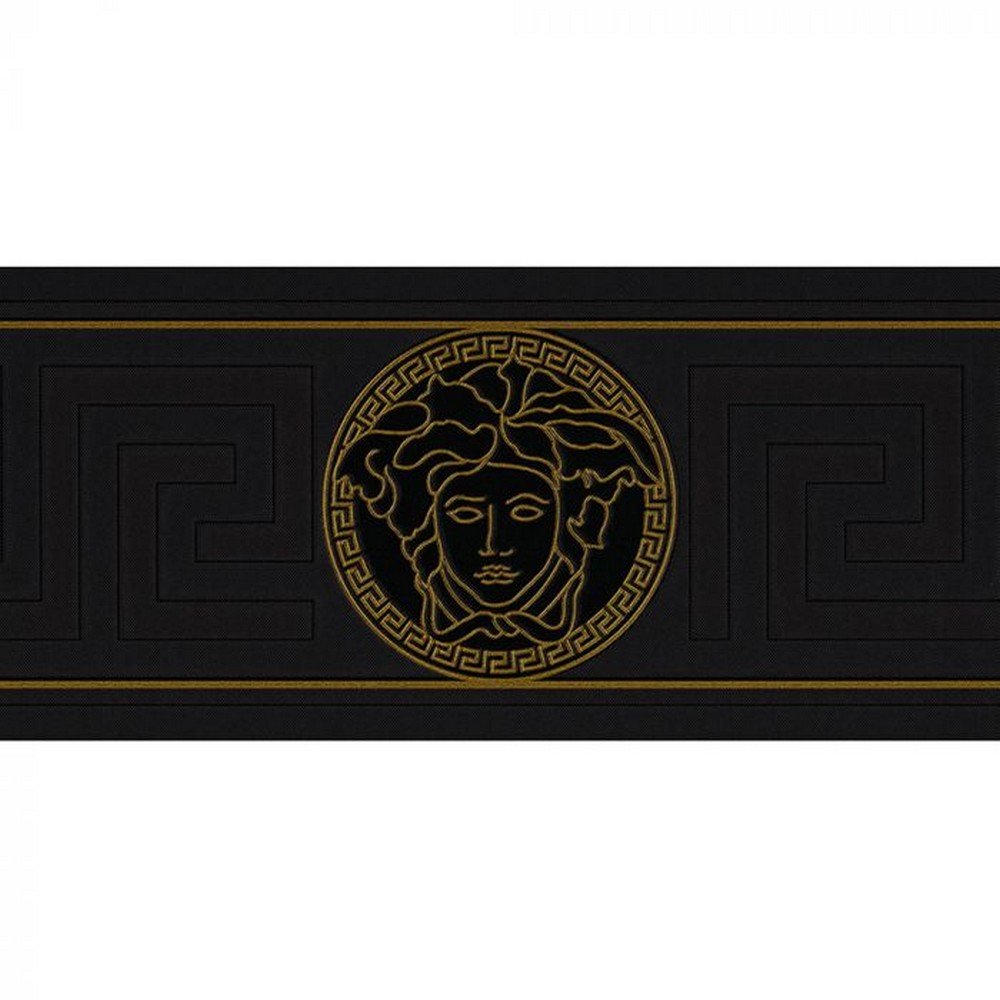 Versace Medusa Wallpaper Border - Black & Gold