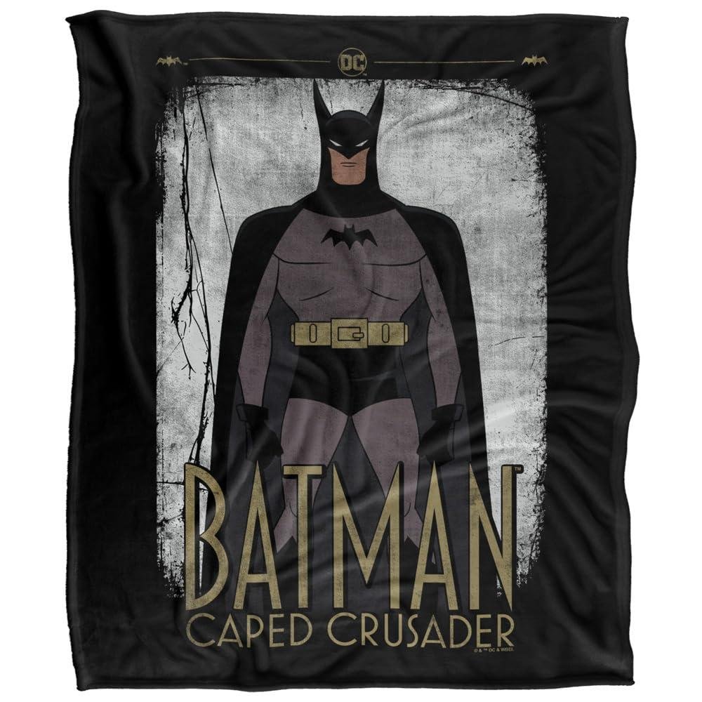 Batman Caped Crusader Cartoon Soft Touch Blanket - 147cm x 91cm