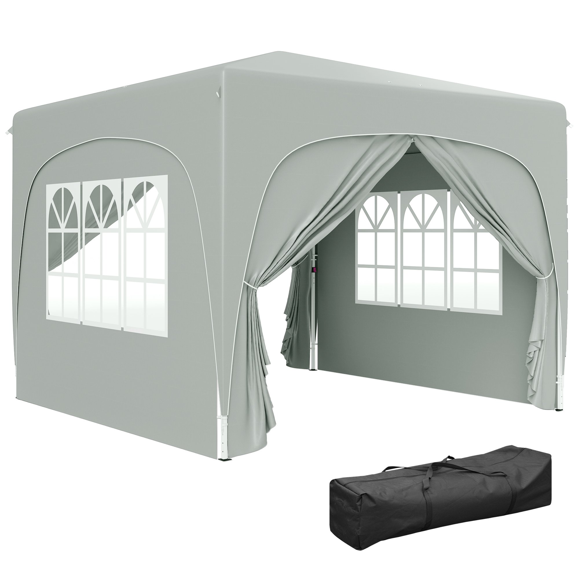Outsunny Adjustable Pop Up Gazebo with Sides – Light Grey