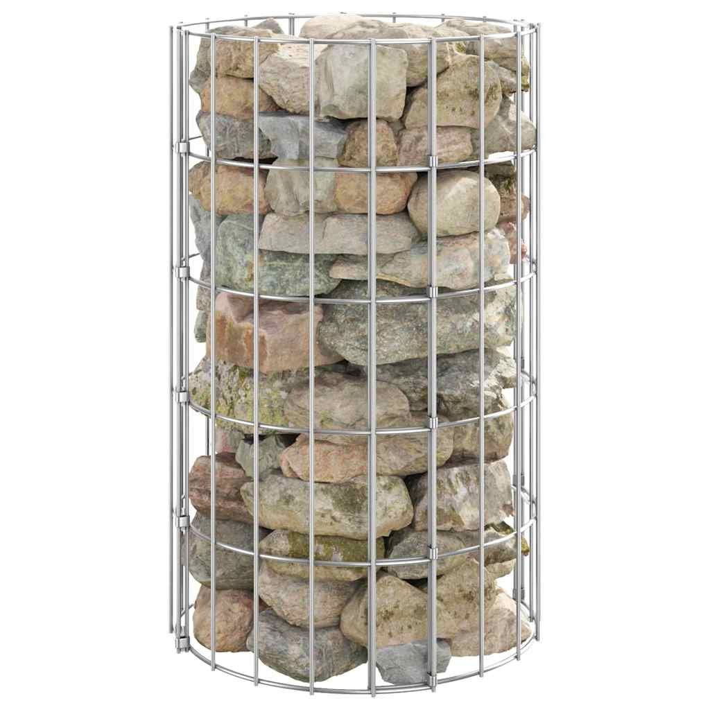 Walplus Galvanised Steel Circular Gabion Pole - Silver - 30 x 50 cm