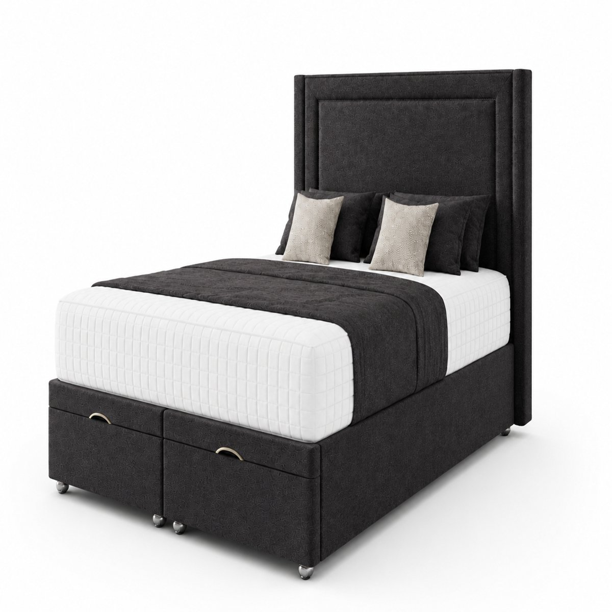 Comfy Deluxe Rio 5ft King Size End Lift Ottoman Bed Set - Grey