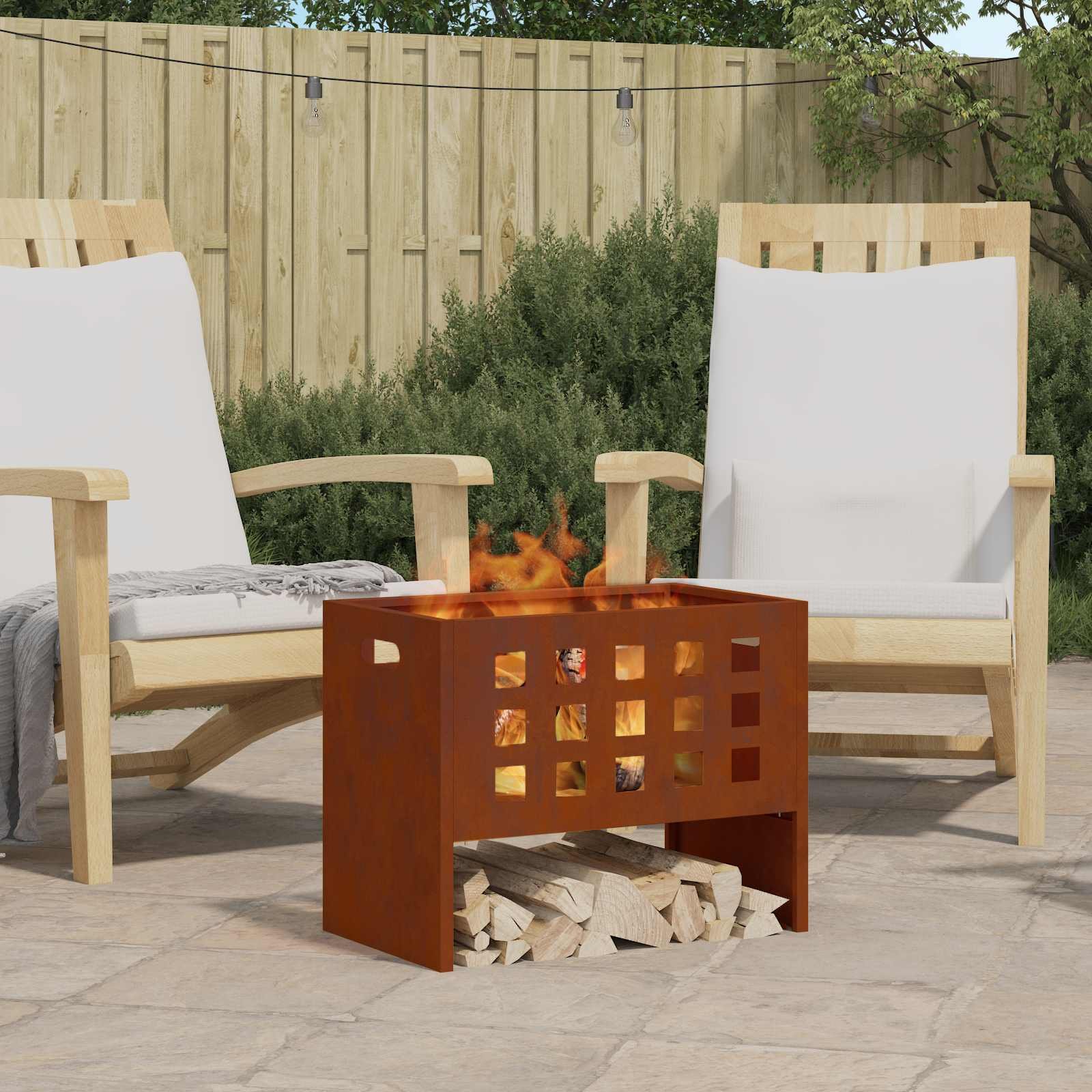 Walplus Steel Fire Pit - Brown - 50 x 30 x 40 cm
