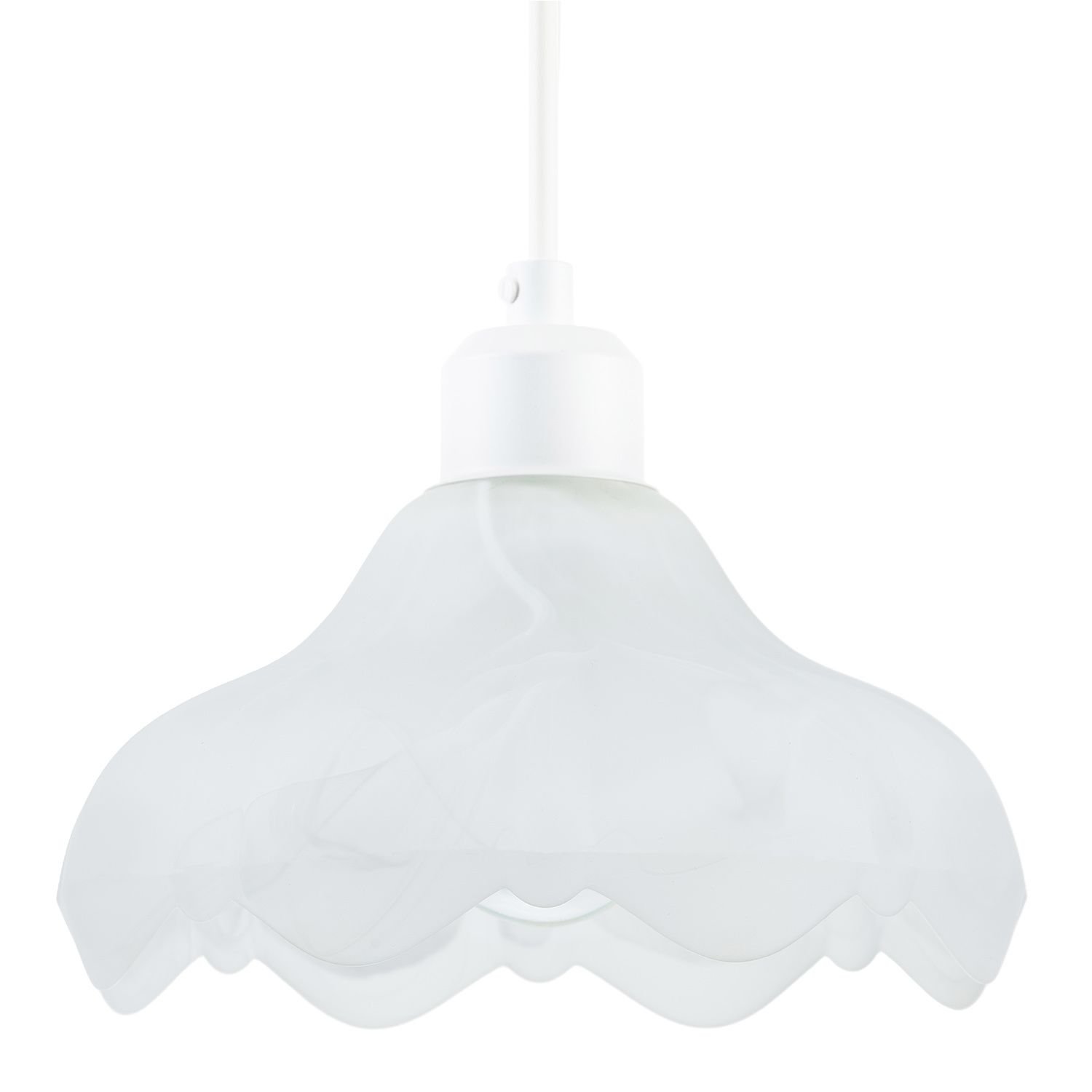 Happy Homewares White Sculptural Frosted Alabaster Glass Pendant Shade - 22cm
