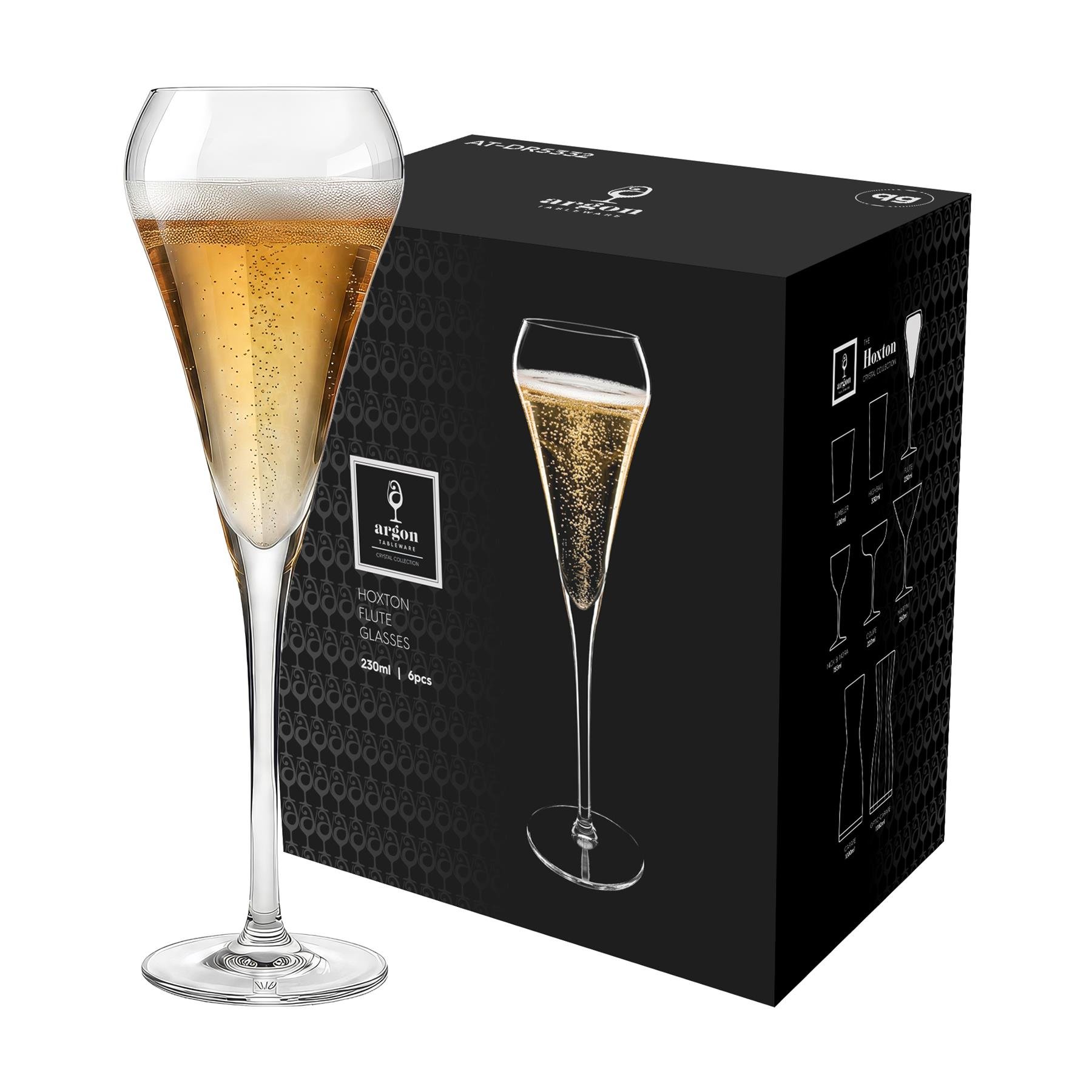 Argon Tableware Hoxton Crystal Champagne Flutes - 230ml - Pack of 48