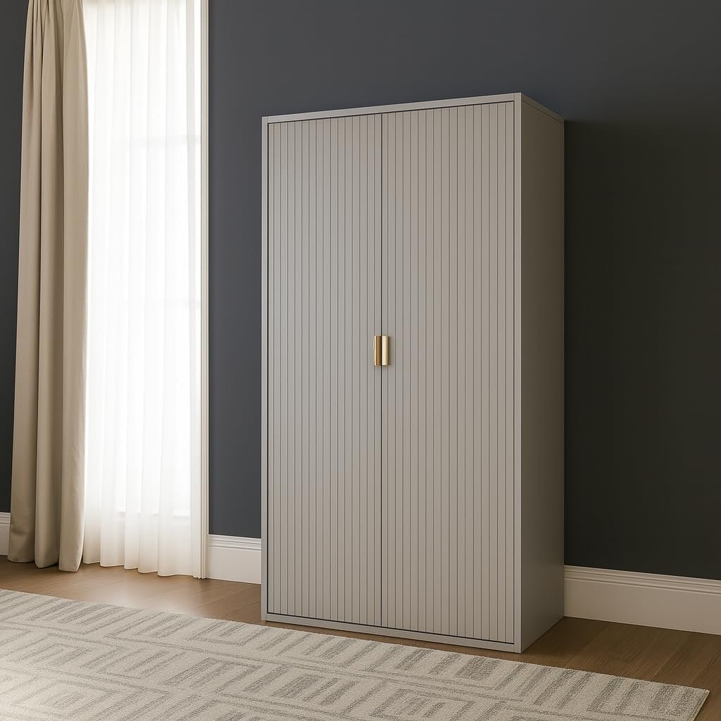 Home Treats Karima Ridged 2 Door Wardrobe - Taupe