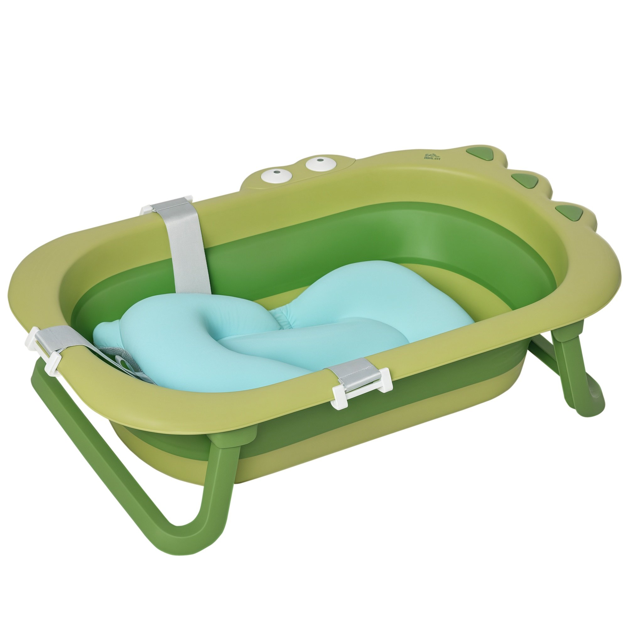 HOMCOM 0 to 3 Years Foldable Non-Slip Cushion Baby Bath Tub – Green