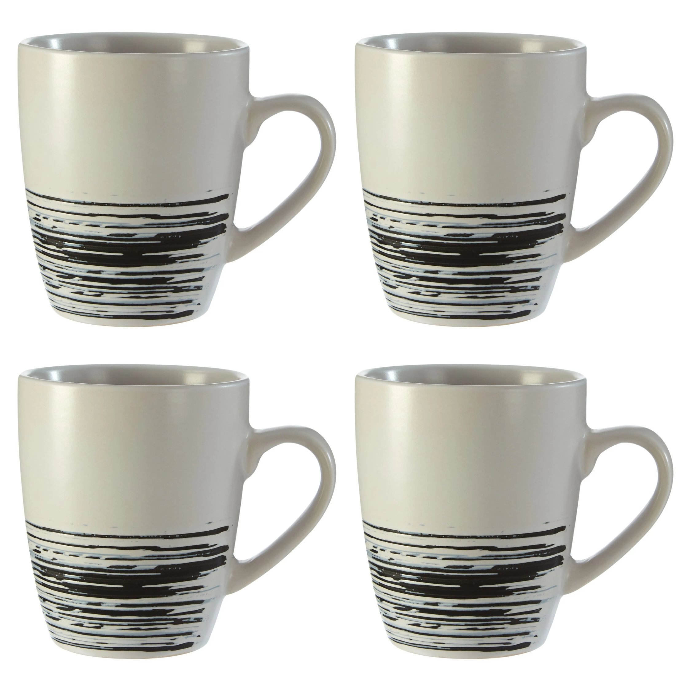 Orsina Middag Monochrome Mug Set of 4 – Black and White