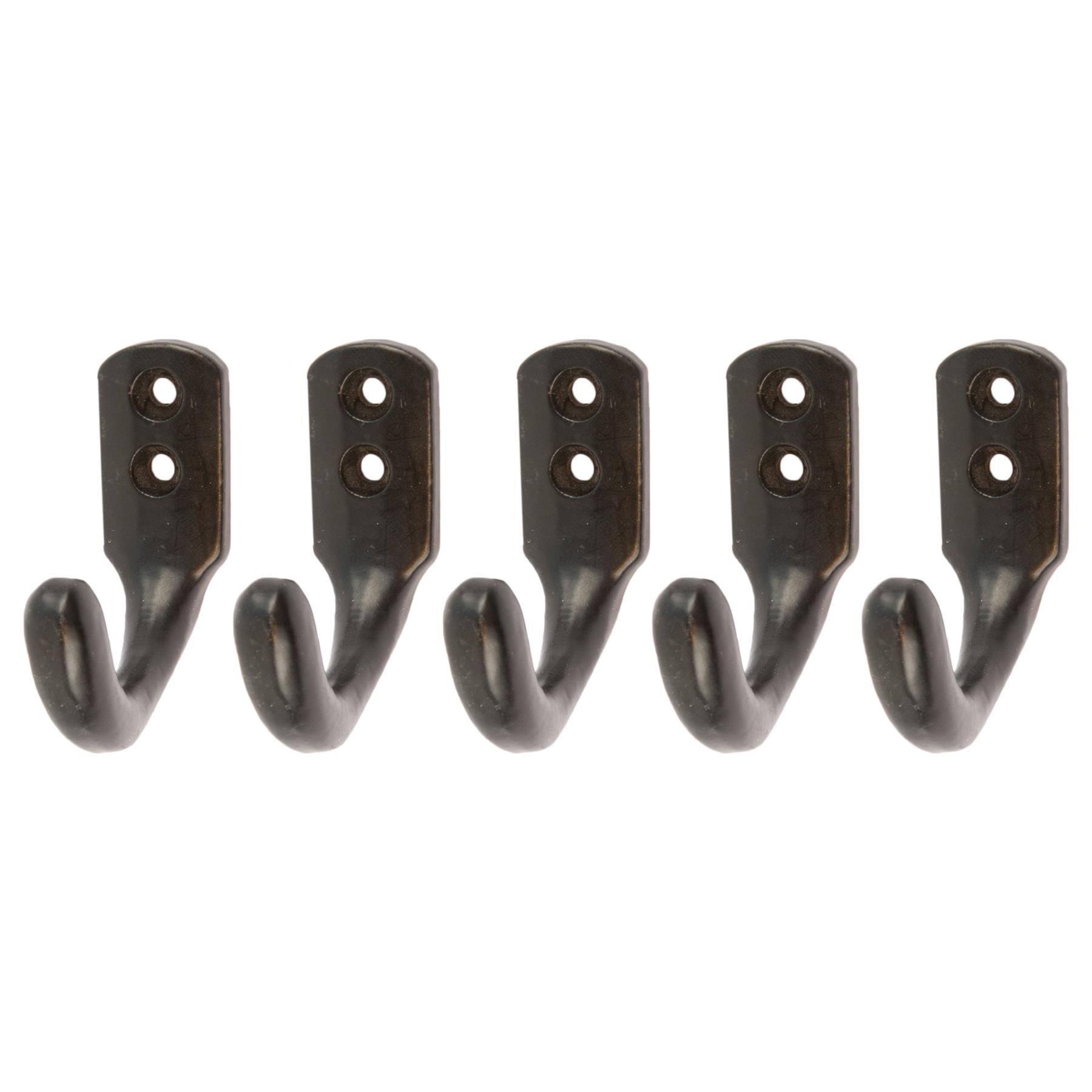 Hammer & Tongs Single Coat Hook - Black - Pack of 5