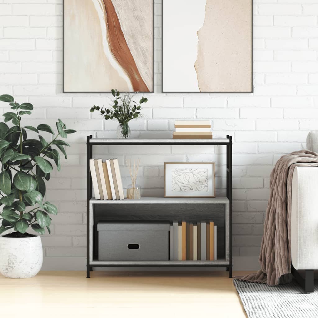 Walplus Engineered Wood Bookshelf - Grey and Oak - 80 x 30 x 78.5 cm