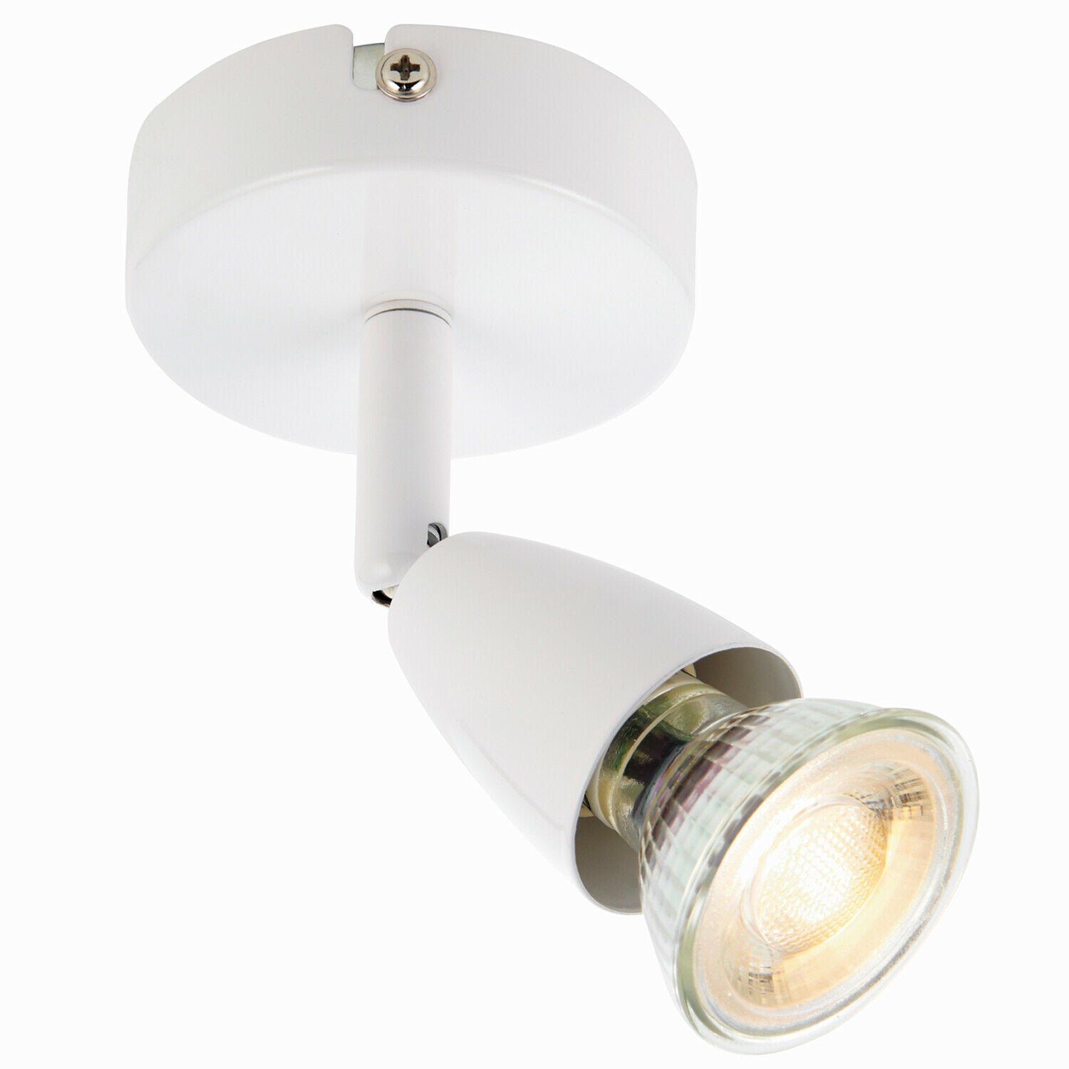 Loops Direct 8cm Diameter Steel Adjustable Ceiling Spotlight - Gloss White