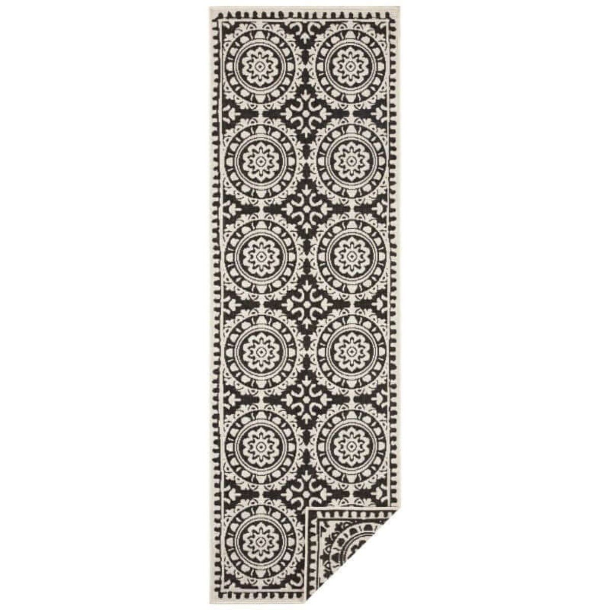Hanse Home Black Jardin Indoor Outdoor Reversible Runner Rug - 80 x 250cm