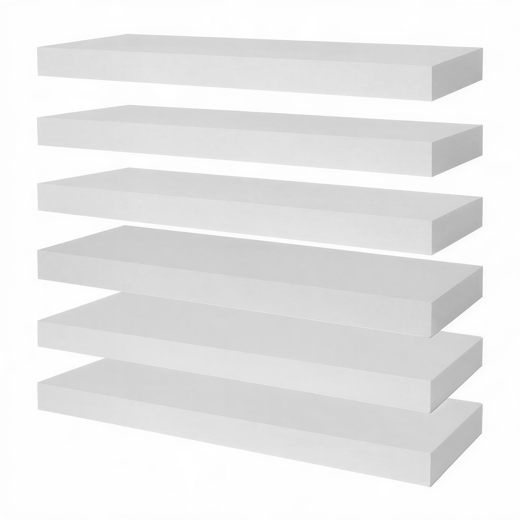 Harbour Housewares 40cm Wooden Floating Shelves Pack of 6 - White