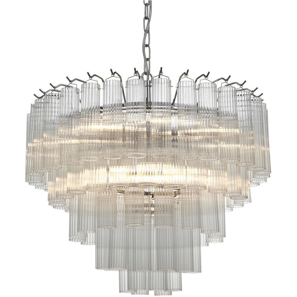 Loops Direct Steel and Glass Chandelier - Bright Nickel
