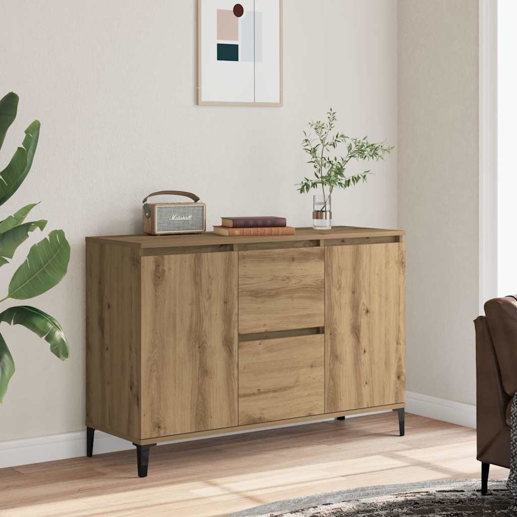 Walplus Engineered Wood Sideboard Metal Frame - Artisan Oak - 102 x 35 x 70 cm