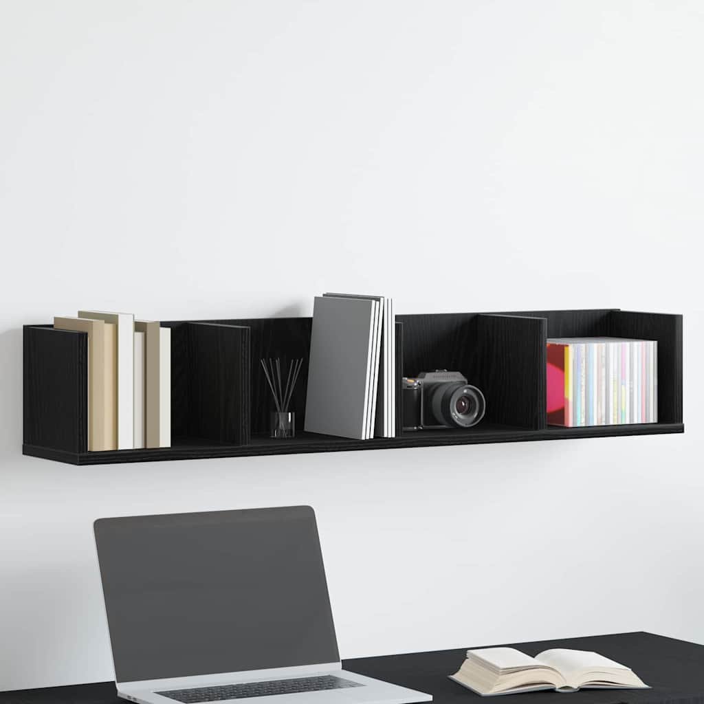 Walplus Engineered Wood Wall Shelf - Dark Oak - 100 x 18 x 18 cm