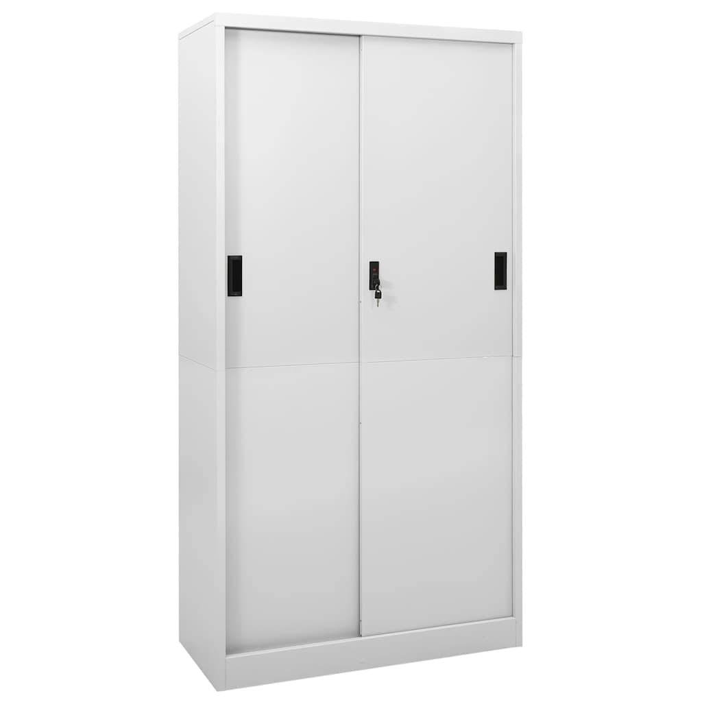 Walplus Steel Sliding Door Cabinet - Light Grey - 90 x 40 x 180 cm