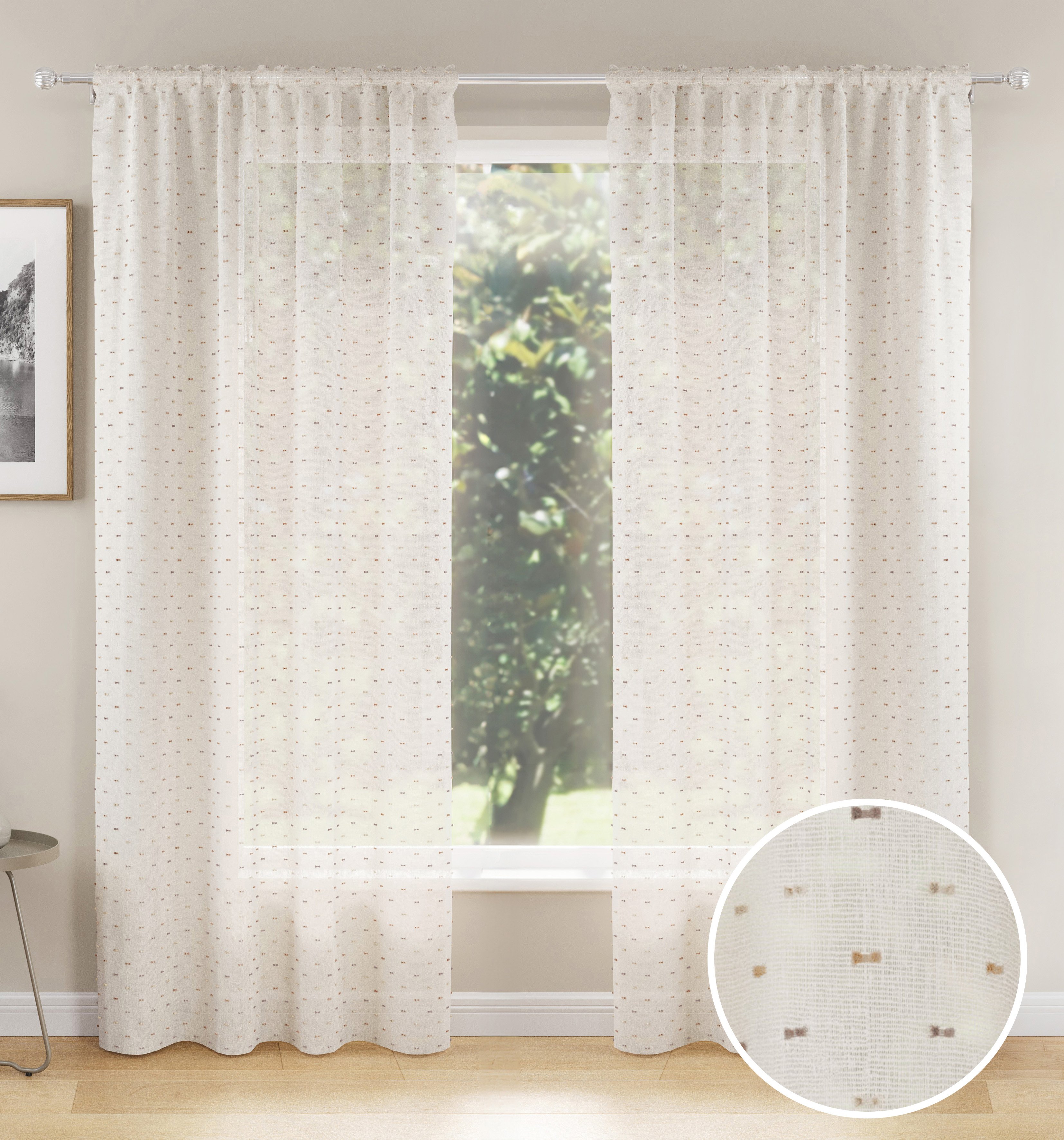 Tyrone Textiles Hue Rod Pocket Voile Panels - 140 x 229cm - Natural