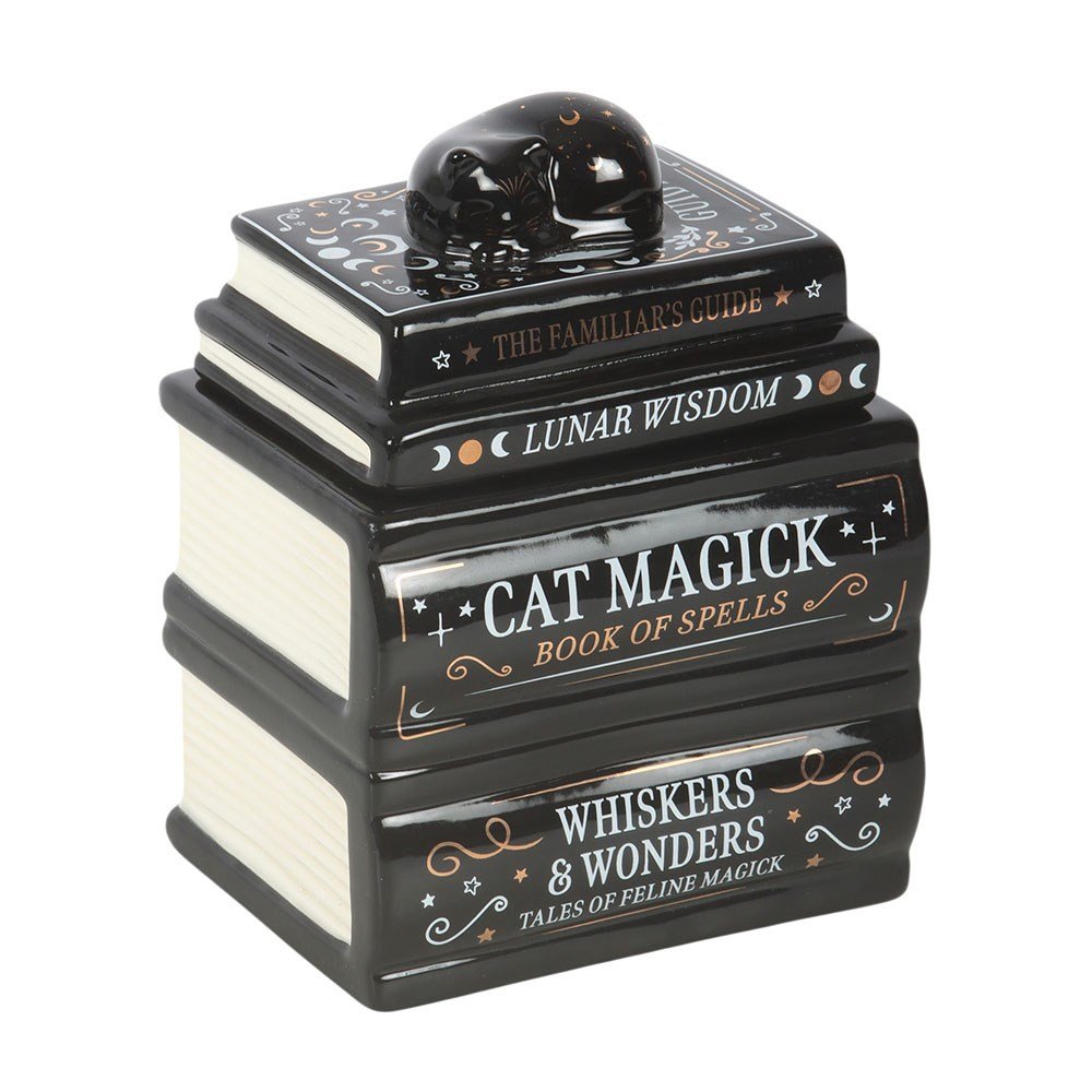 Something Different Cat Magick Book Stack Oil Burner - Black