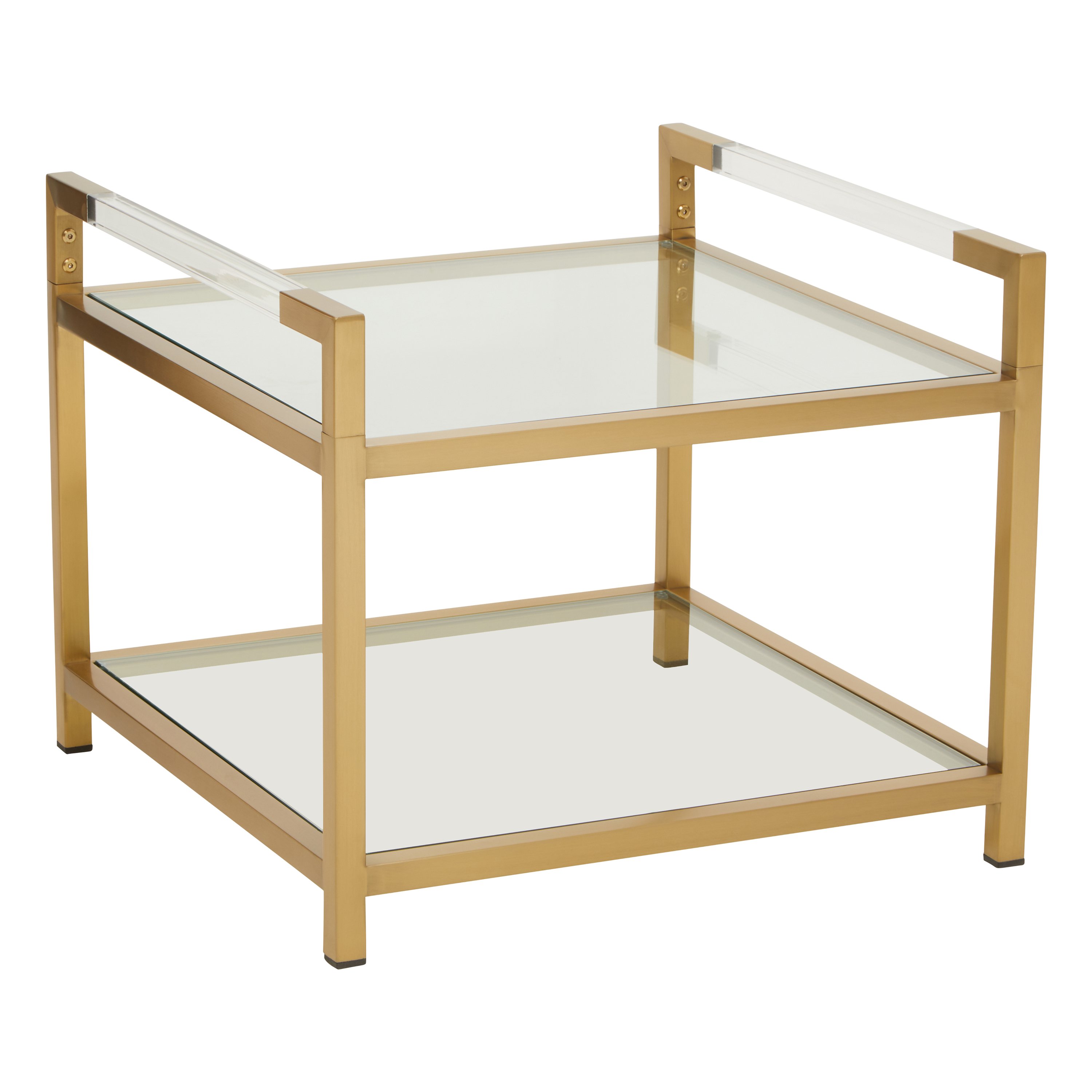 Orsina Vogue 2 Tier Glass Side Table – Clear & Gold