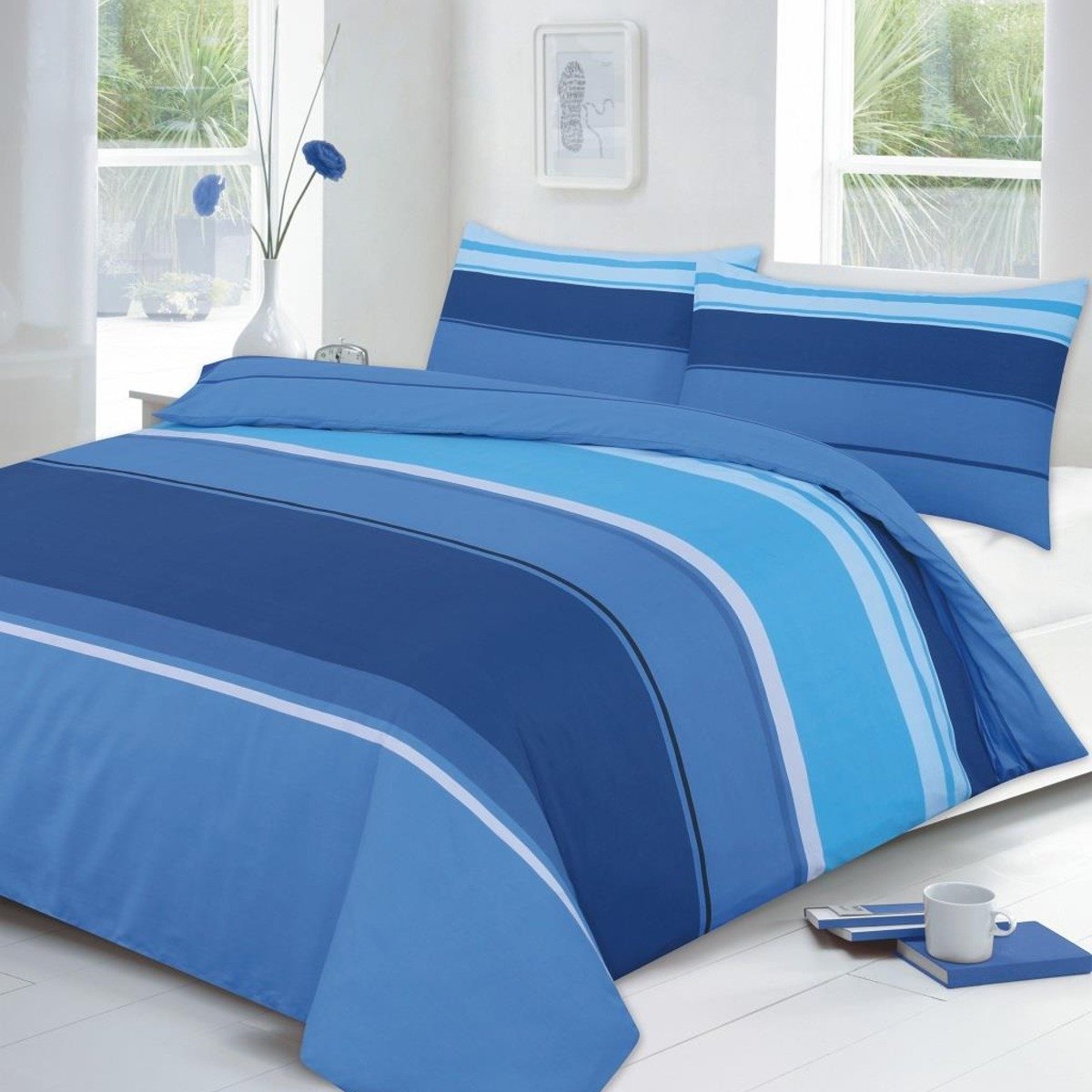 HomeSpace Direct Carter Blue Duvet Cover Set - Double