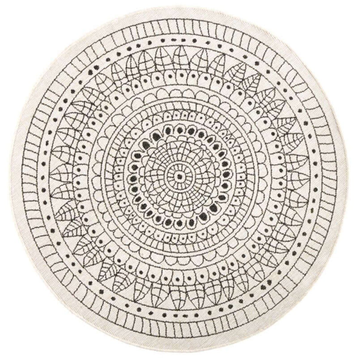 Hanse Home Black Porto Indoor Outdoor Round Reversible Flatweave Rug - 100cm
