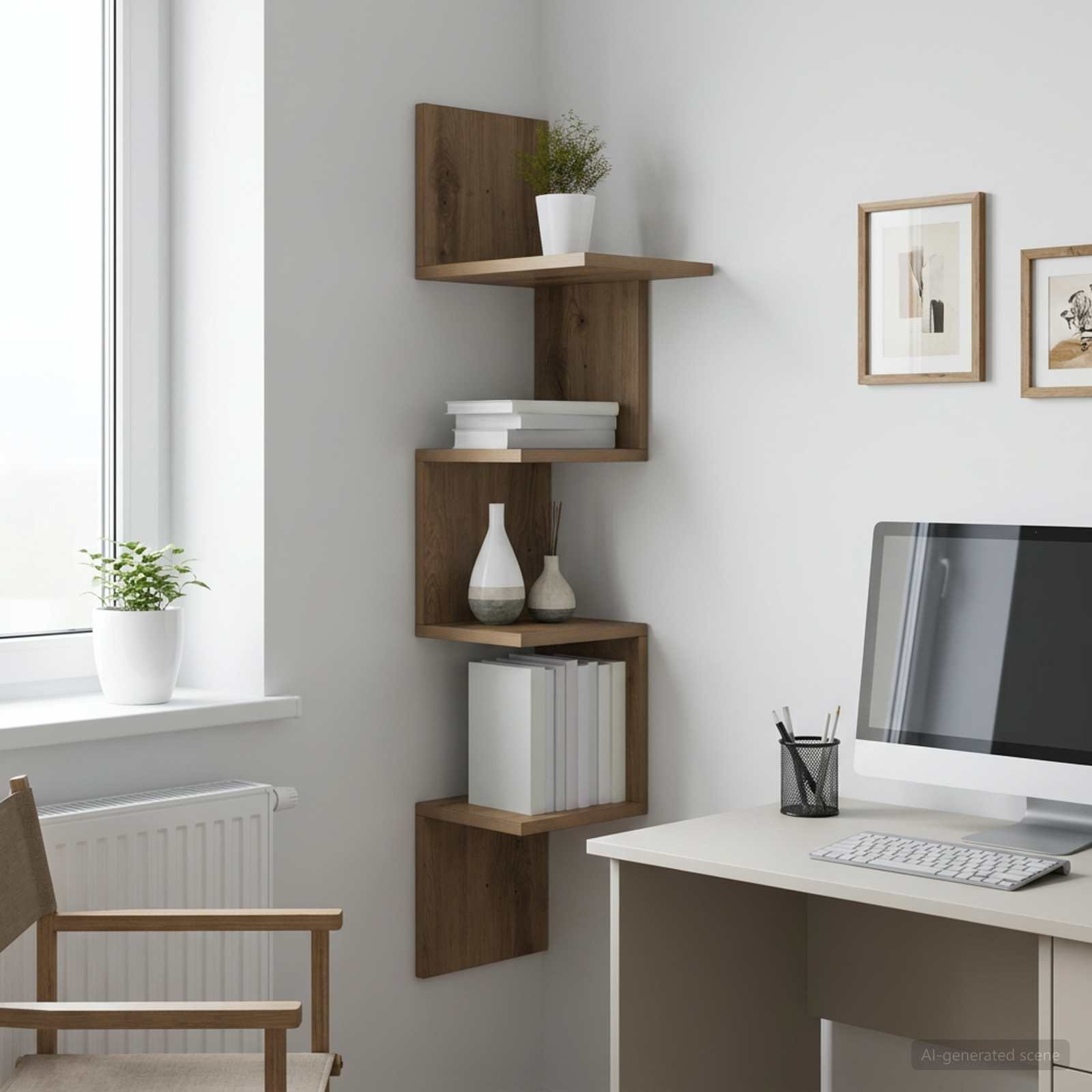 Walplus Engineered Wood Wall Shelf - Oak - 32 x 21 x 107 cm