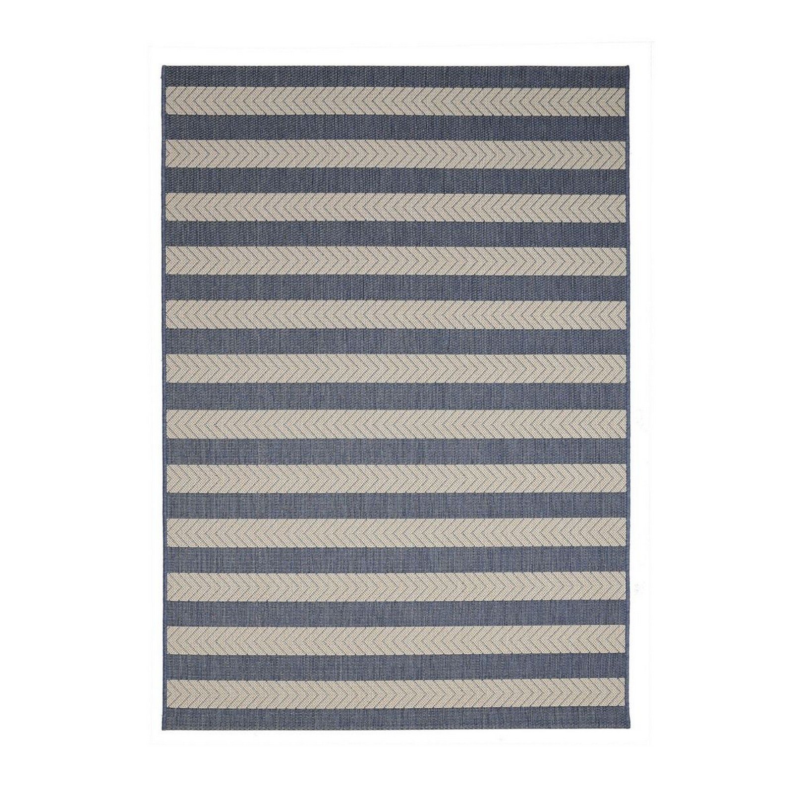 Mega Flooring Blue Modern Striped Rug - 200 x 290cm