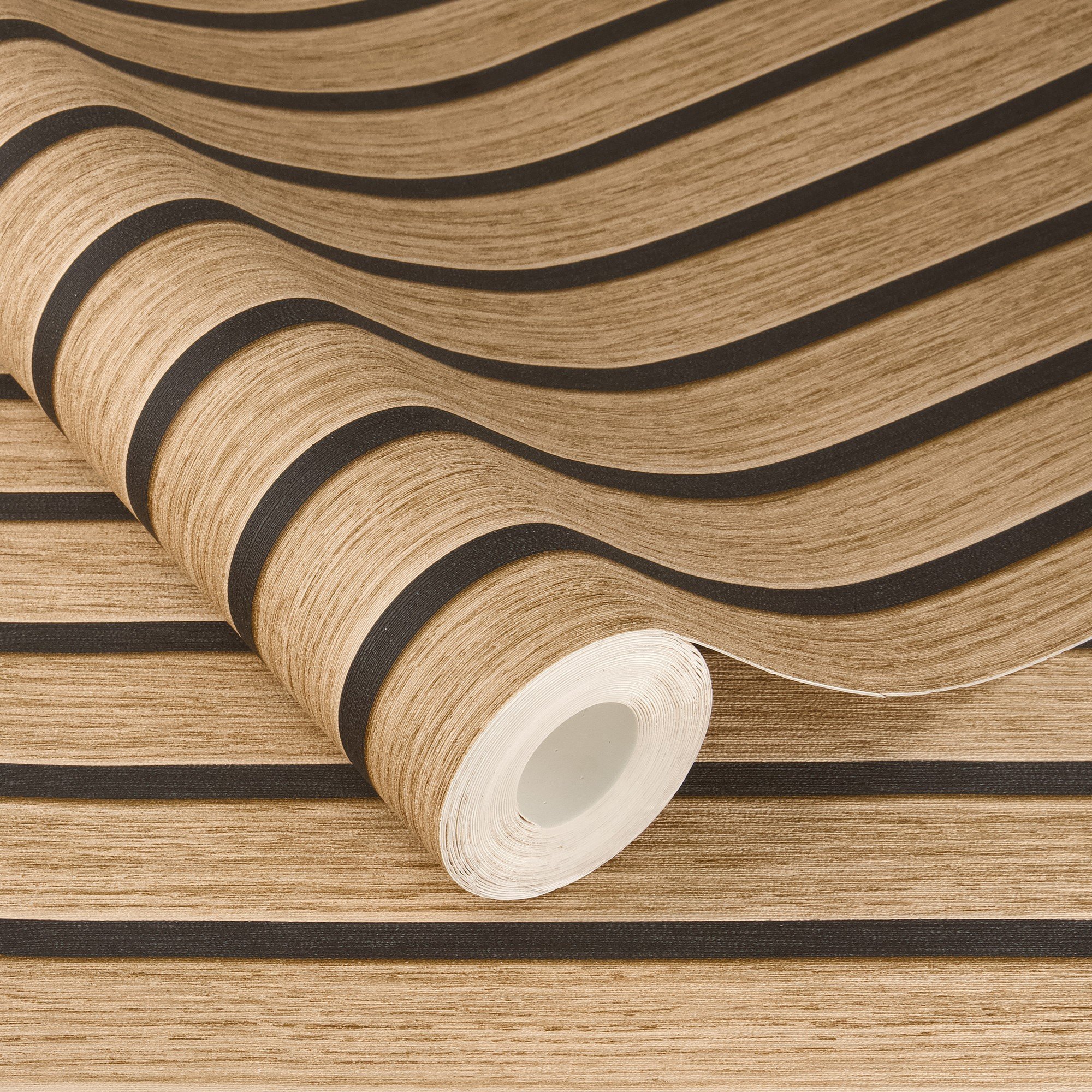 Rasch x Tesa Echo 3D Wood Slat Effect Peel Stick Textured Wallpaper - Light Oak