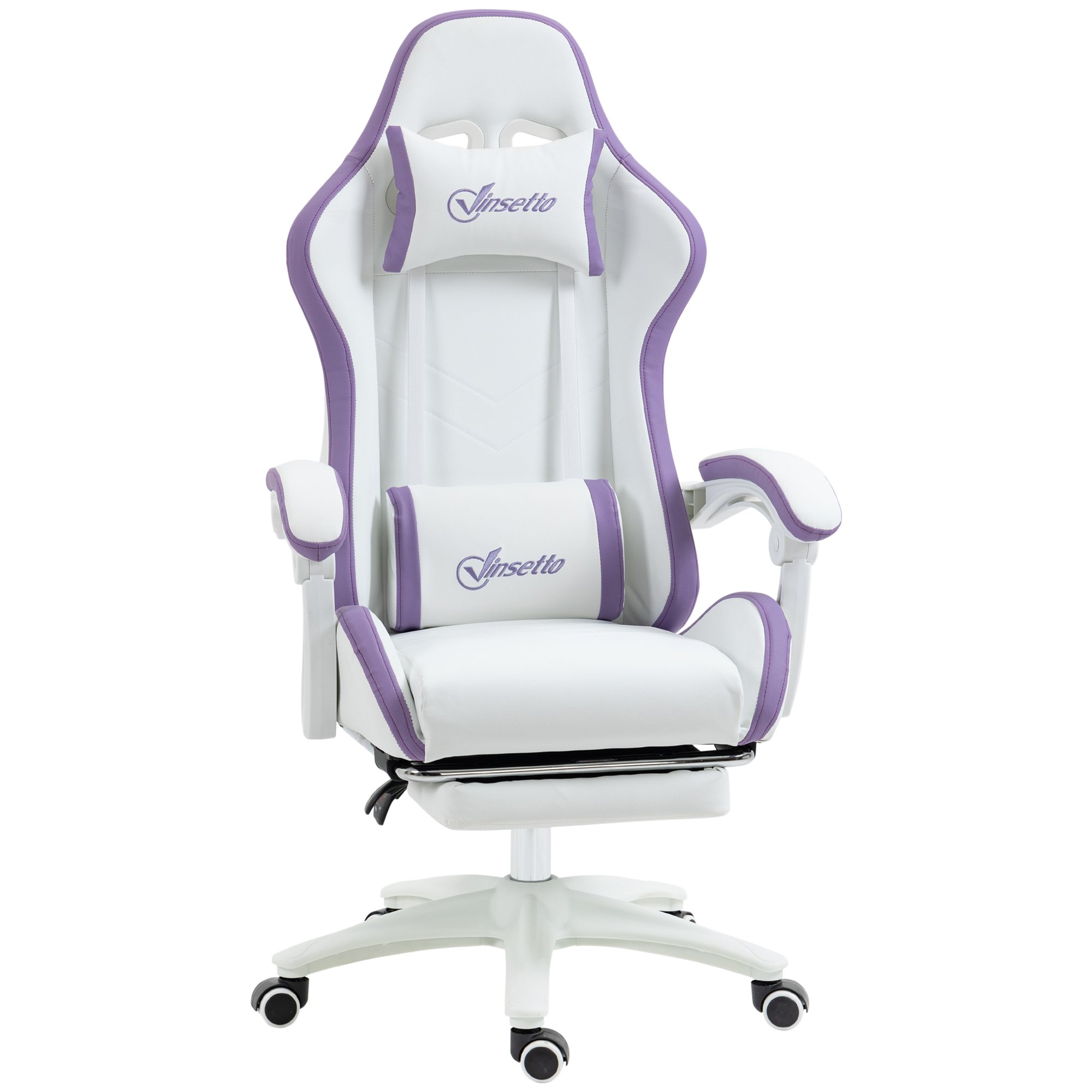 Vinsetto Reclining High Back Computer Gamer Chair - White and Purple