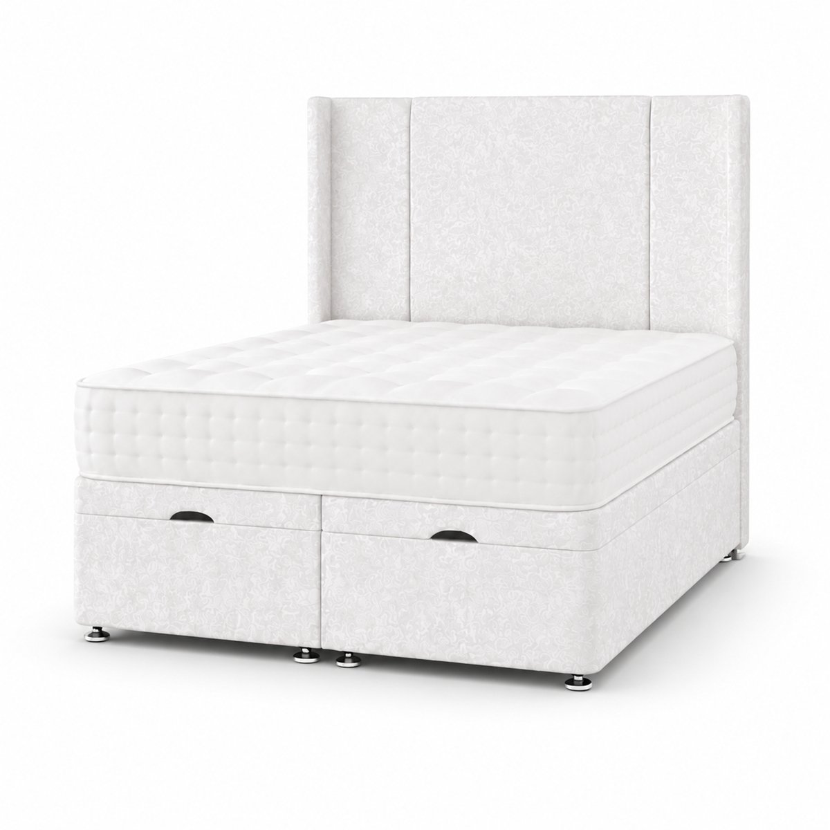 Comfy Deluxe Harriet  4ft6 Double  Ottoman End Lift  Bed Set - Crush White
