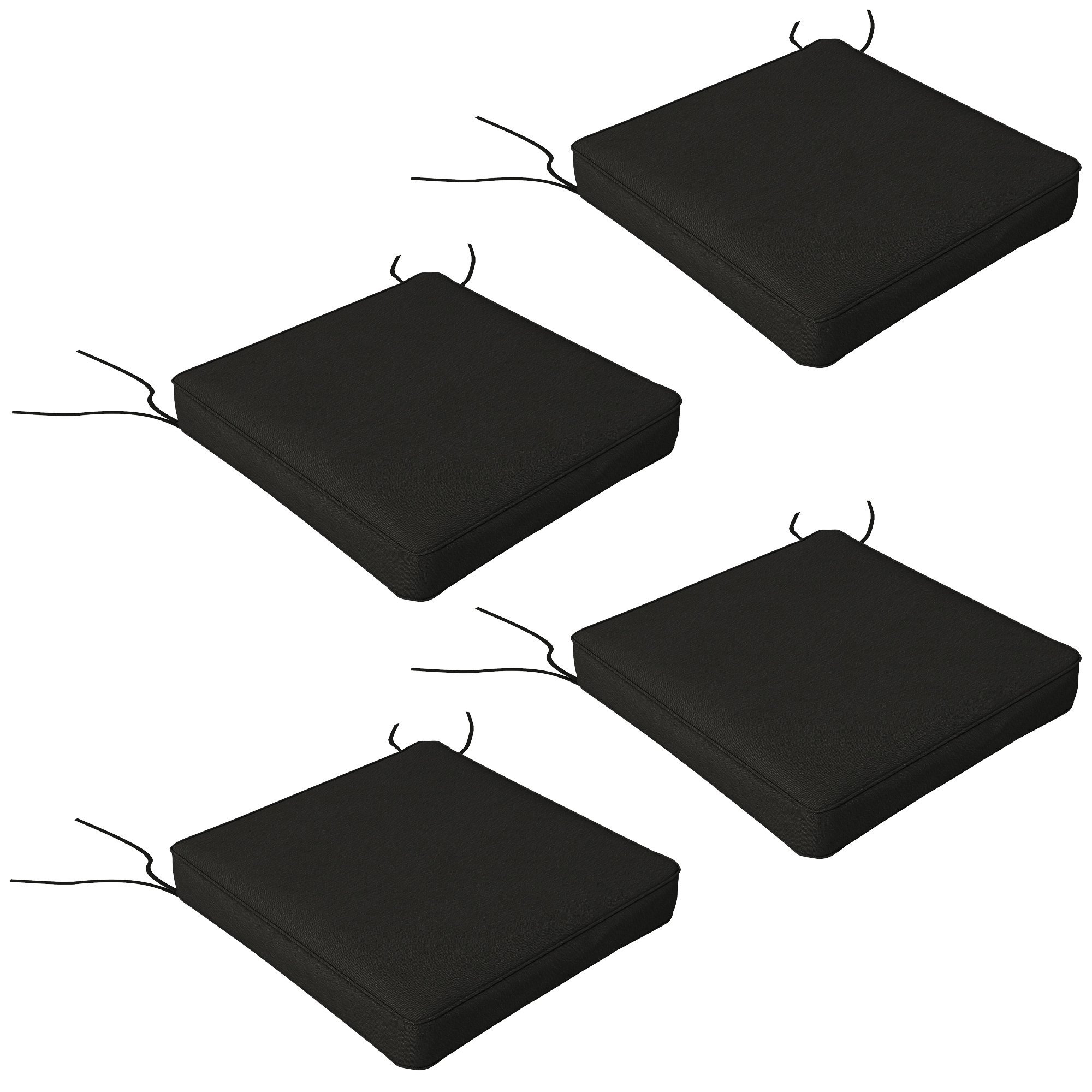 Outsunny 4 Outdoor Water Repellent Chair Cushions - Black