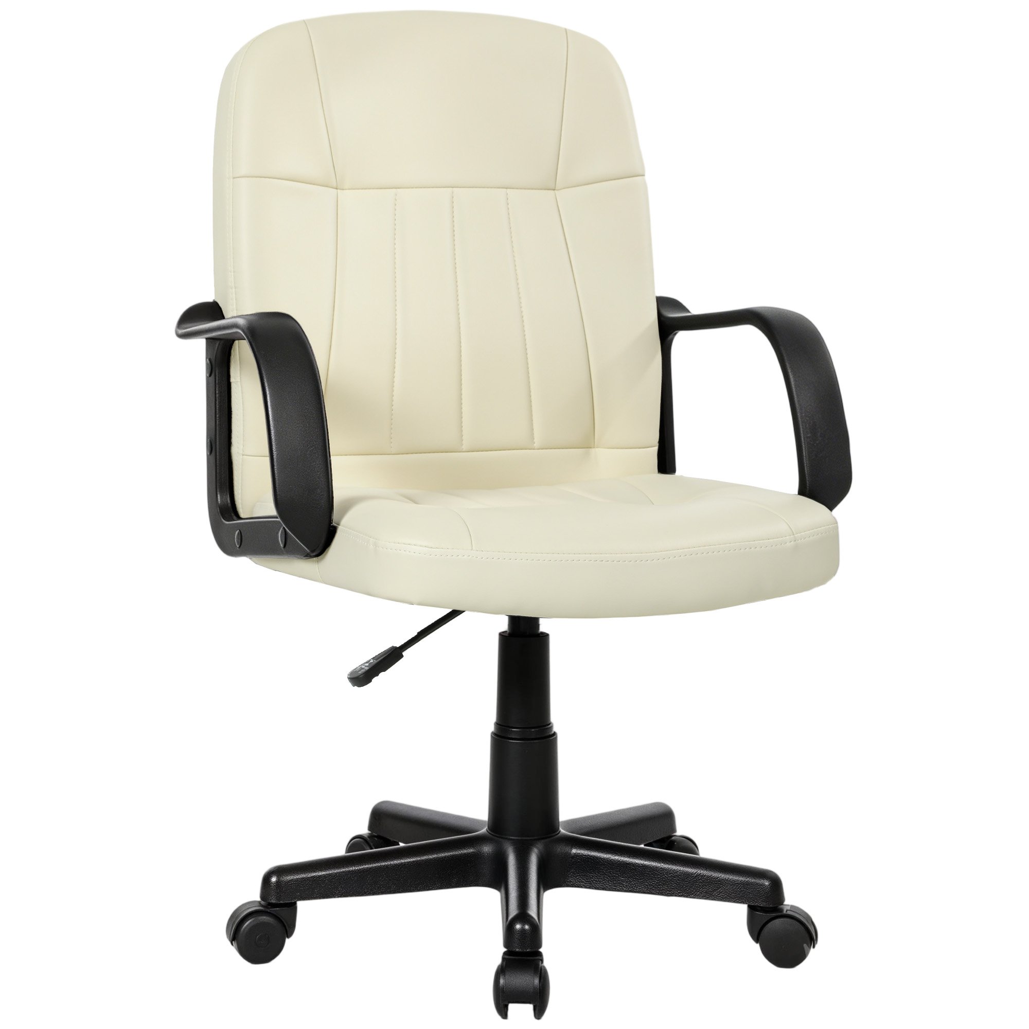 HOMCOM Swivel PU Leather Computer Desk Chair - Cream White