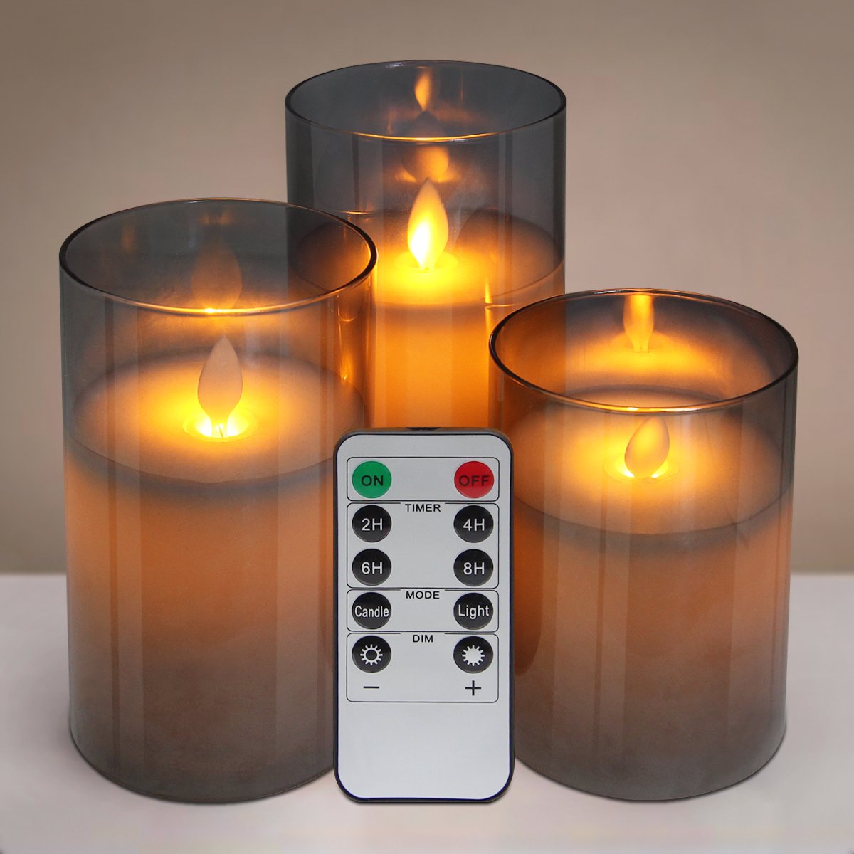 Energy Light Bulbs Set of 3 LED USB Rechargeable Flameless Wax Candle - Grey