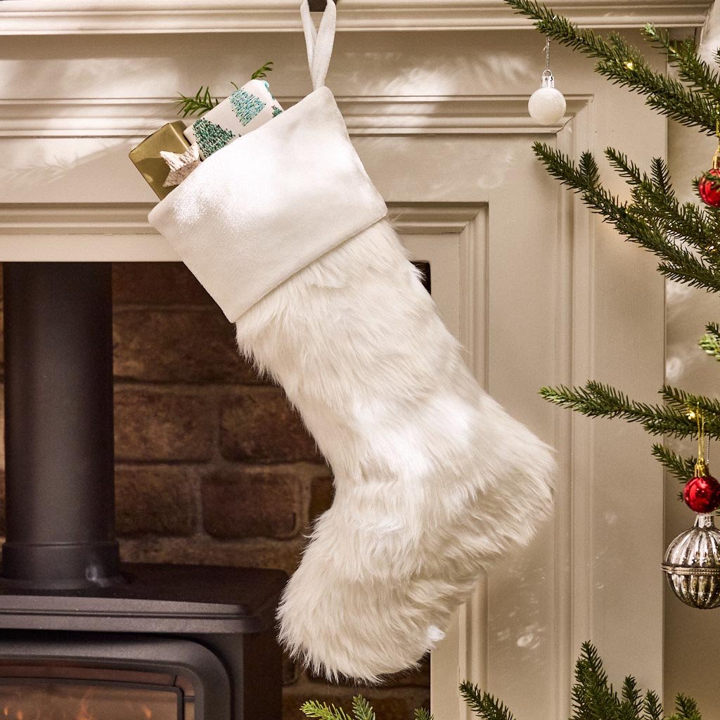 Dibor Fabric Christmas stockings - White