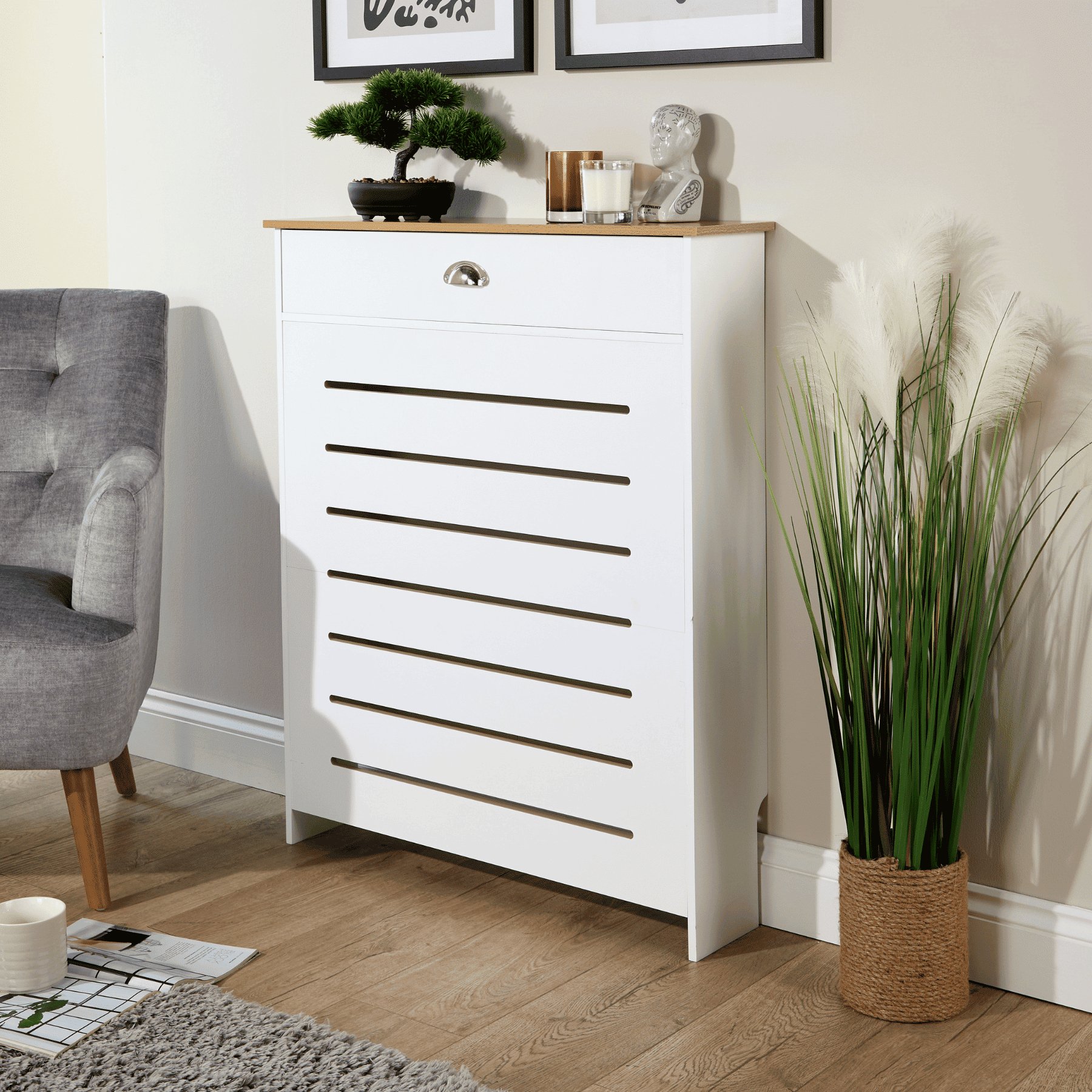 Home Source Batley Small Radiator Cover - White