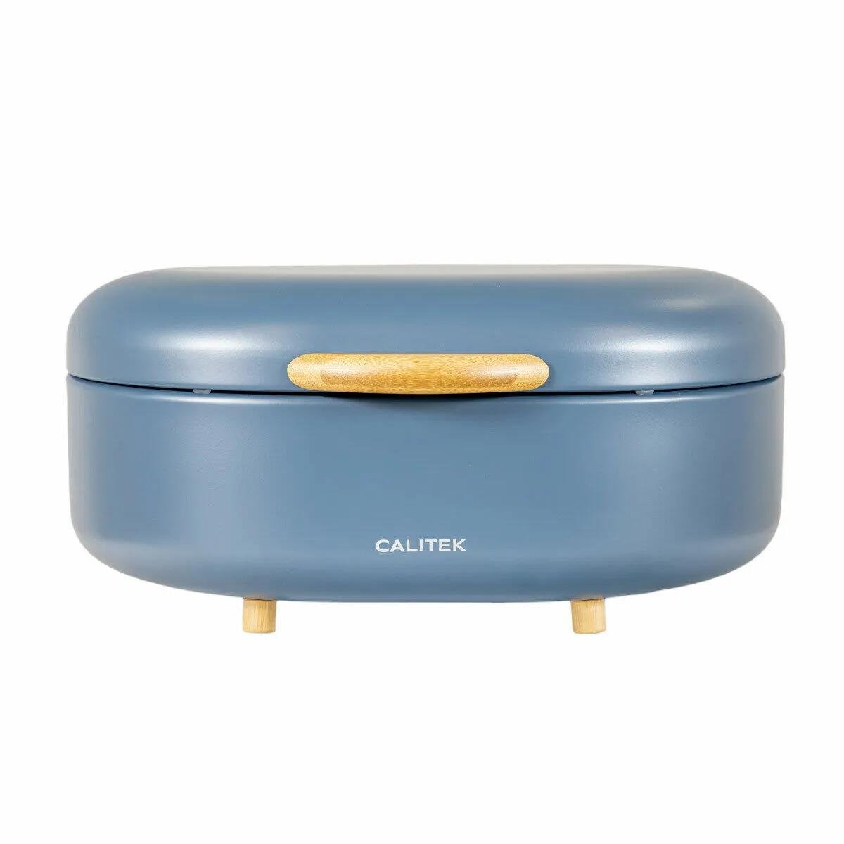 Calitek Bread Bin with Bamboo Feet Carbon Steel - Blue