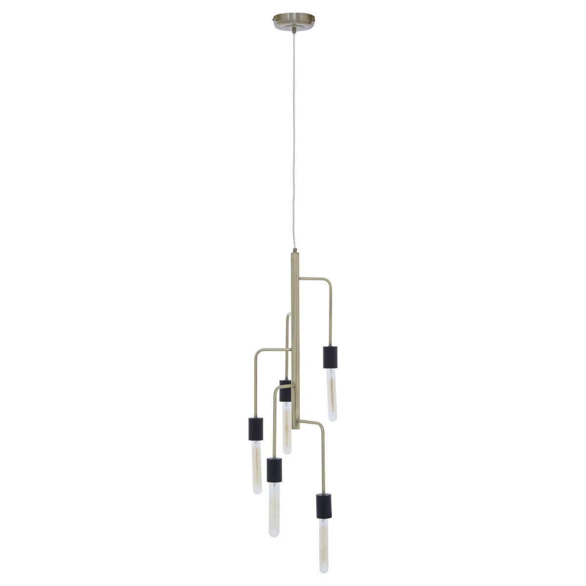 Orsina Lagona 5 Bulb Pendant Light - Antique Brass and Black
