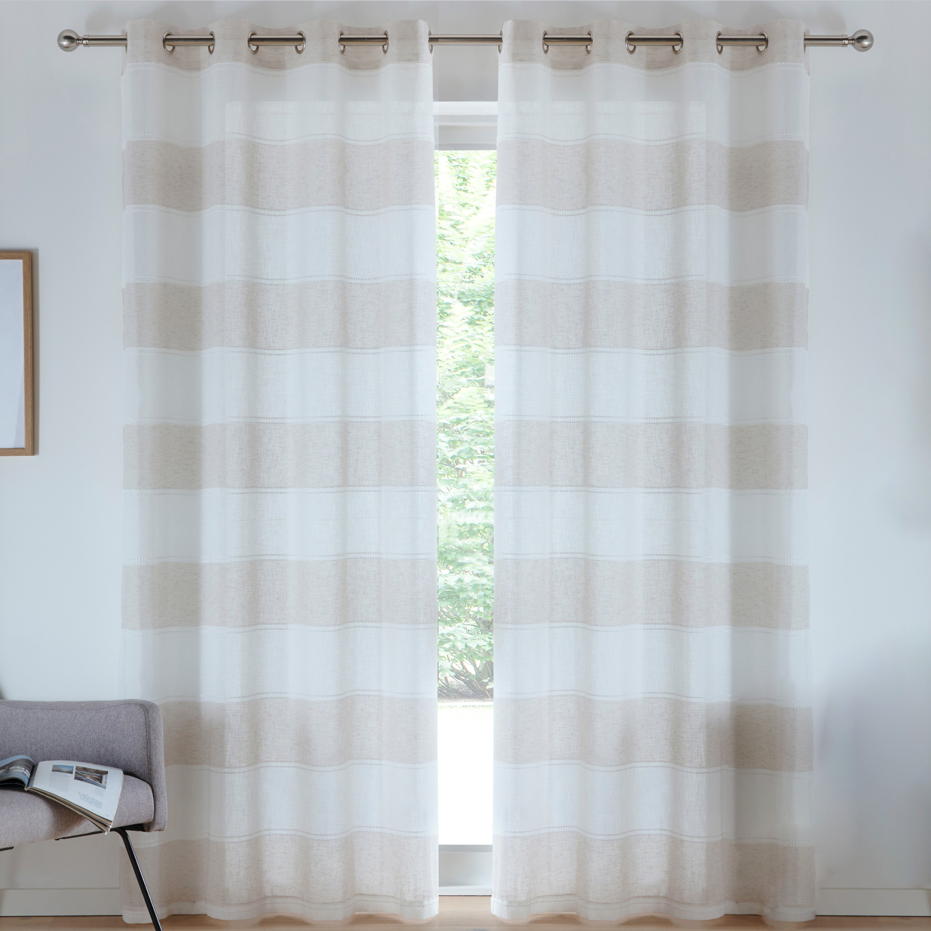 Tyrone Textiles Santorini Eyelet Voile Panels - 140 x 229cm - Natural