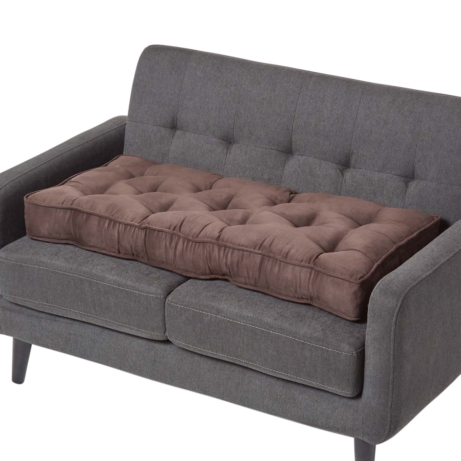 Homescapes Faux Suede 2 Seater Sofa Booster Cushion - Chocolate