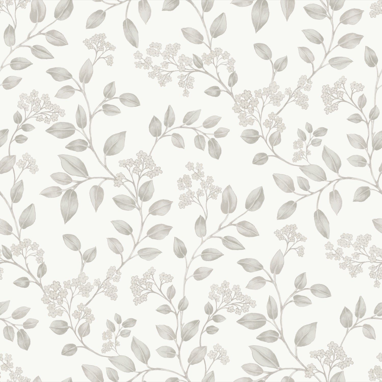 Grandeco Jasmine Leaf Trail Textured Wallpaper - Light Grey