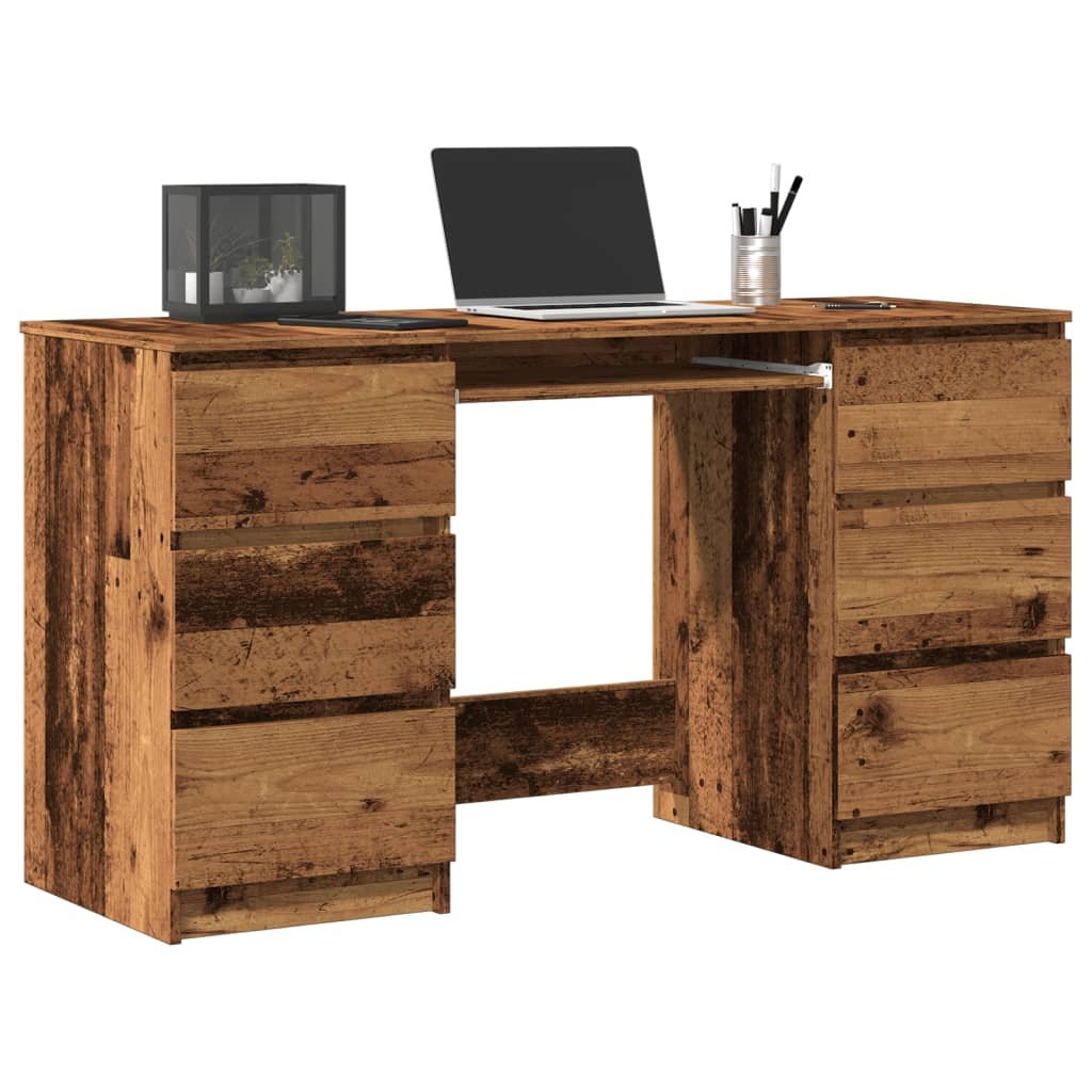 Walplus Engineered Wood Writing Desk - Dark Wood - 140 x 50 x 77 cm