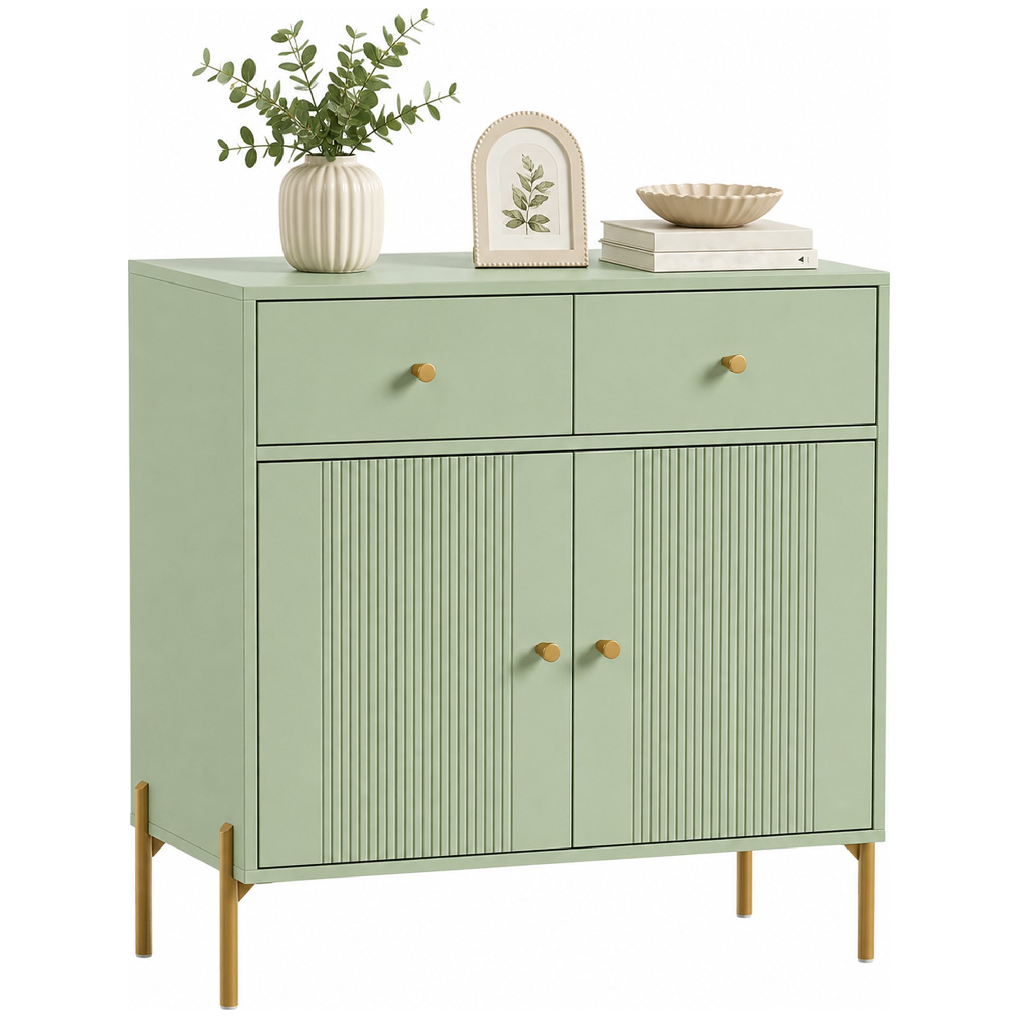 HOMCOM Modern 2 Door & 2 Drawer Sideboard - Light Green