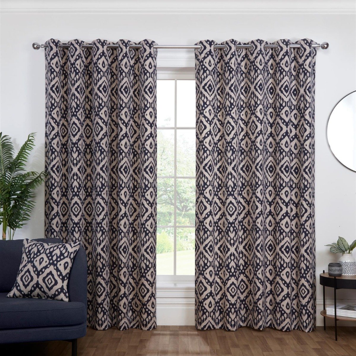 Sundour Marrakech Eyelet Curtains - Navy - 168 x 229cm