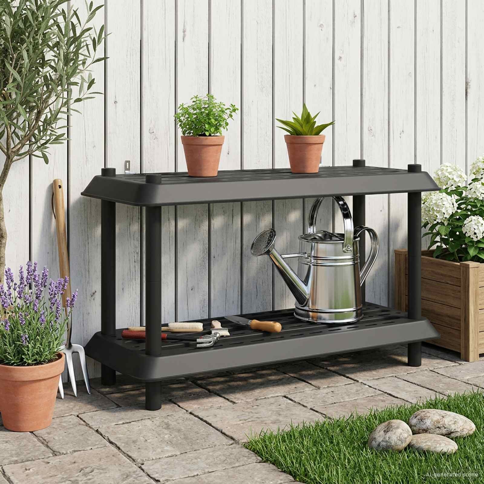 Walplus 2 Tier Shelving Unit - Anthracite - 100 x 40 x 55.5 cm