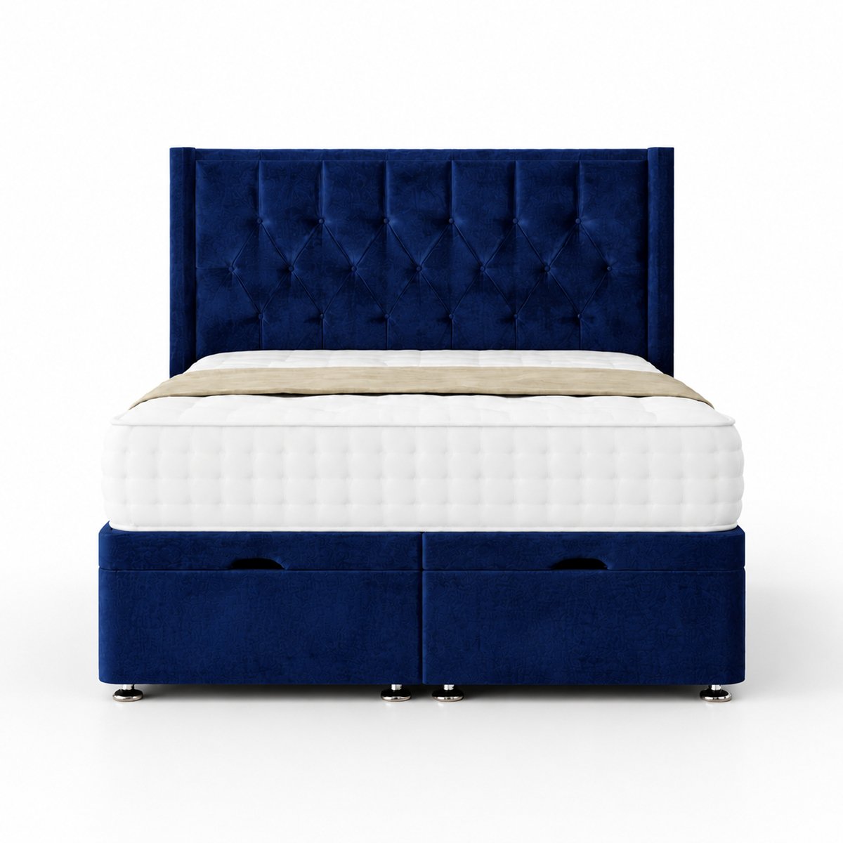 Comfy Deluxe  Miami Wing 4ft6 Double  End Lift Ottoman Bed Set - Blue