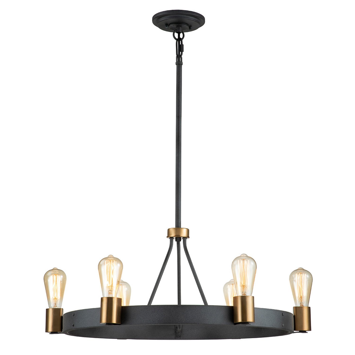 Elstead Hinkley 6 Arm Pendant Light - Aged Zinc & Heritage Brass