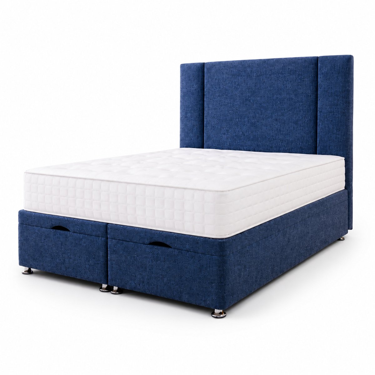 Comfy Deluxe Naples  4ft Small Double  Ottoman End Lift  Bed Set - Blue
