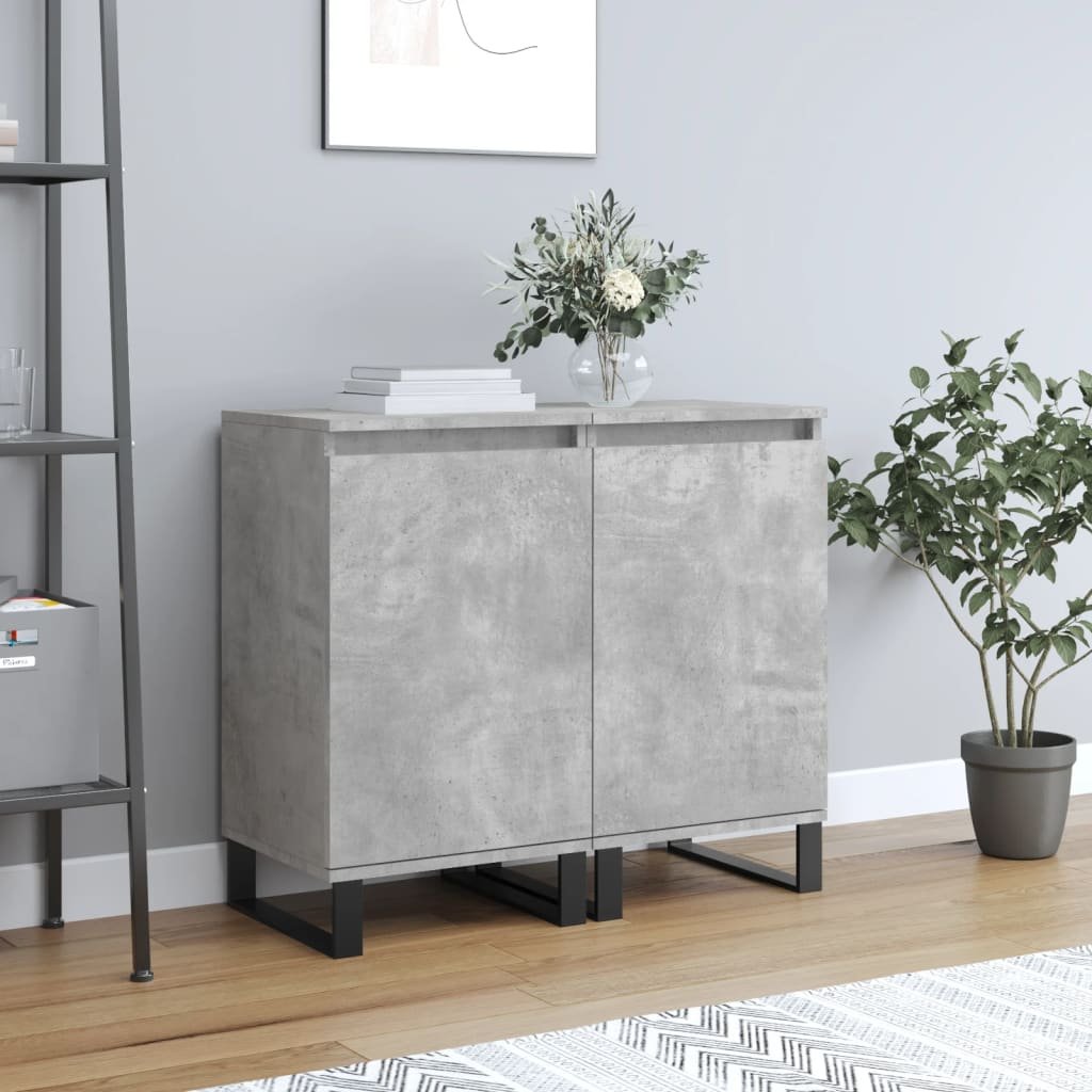 Walplus 2 Piece Engineered Wood Sideboard - Granite Grey - 40 x 35 x 70 cm